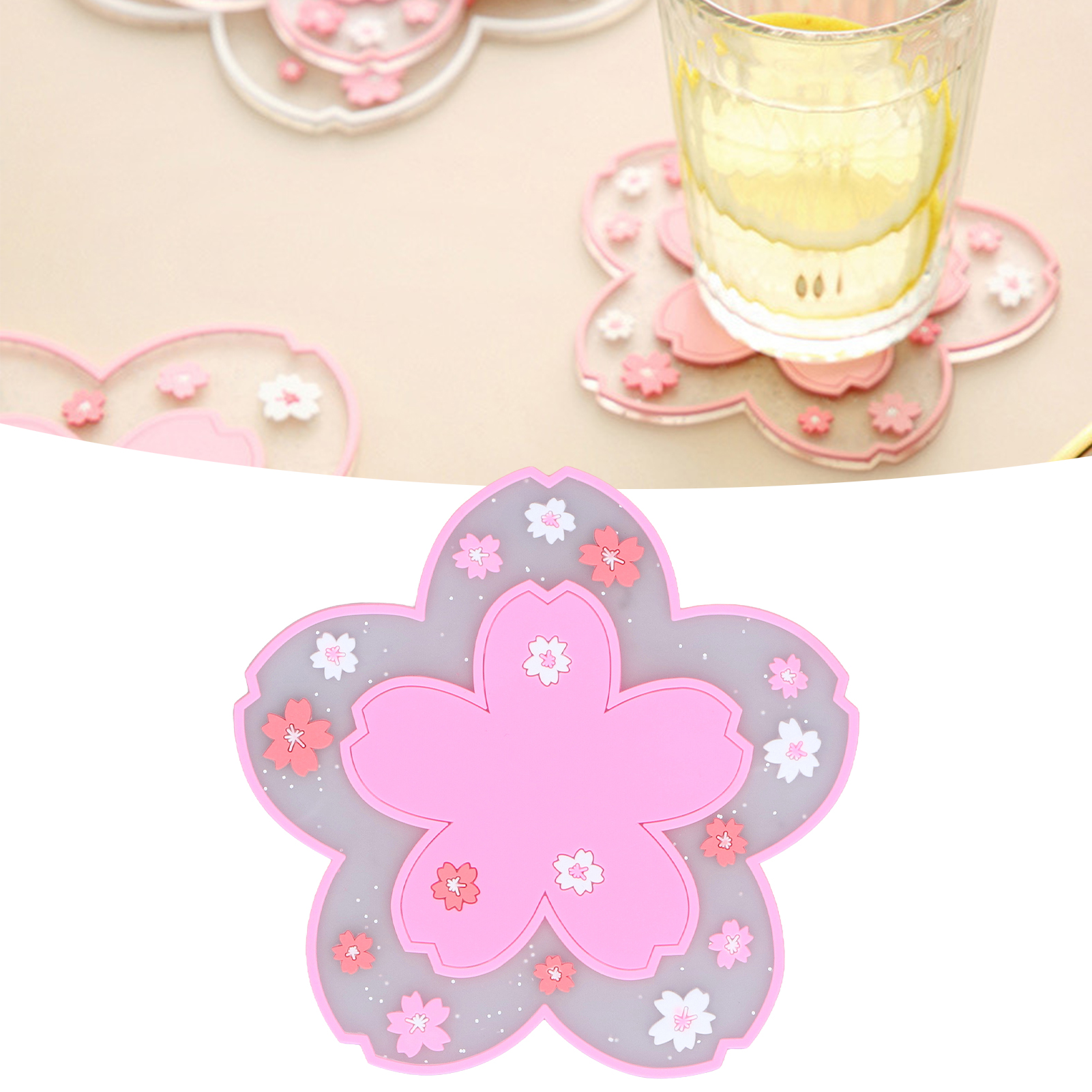 Isolierter Untersetzer Mit Japanischem Kirschblütenmuster (11,5 Cm), Rutschfest, Für Zuhause Oder Büro, Ideal Für Tee, Milch Oder Kaffee, Rosa.