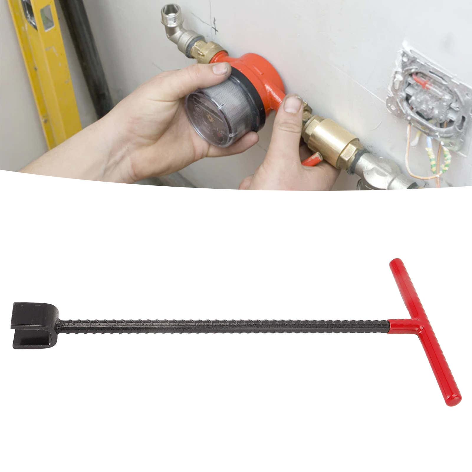 Multifunktionaler, Verstellbarer T-griff-schraubenschlüssel Für Das Hauptabsperrventil Von Wasserauffanganlagen, Handwerkzeug, Rot.