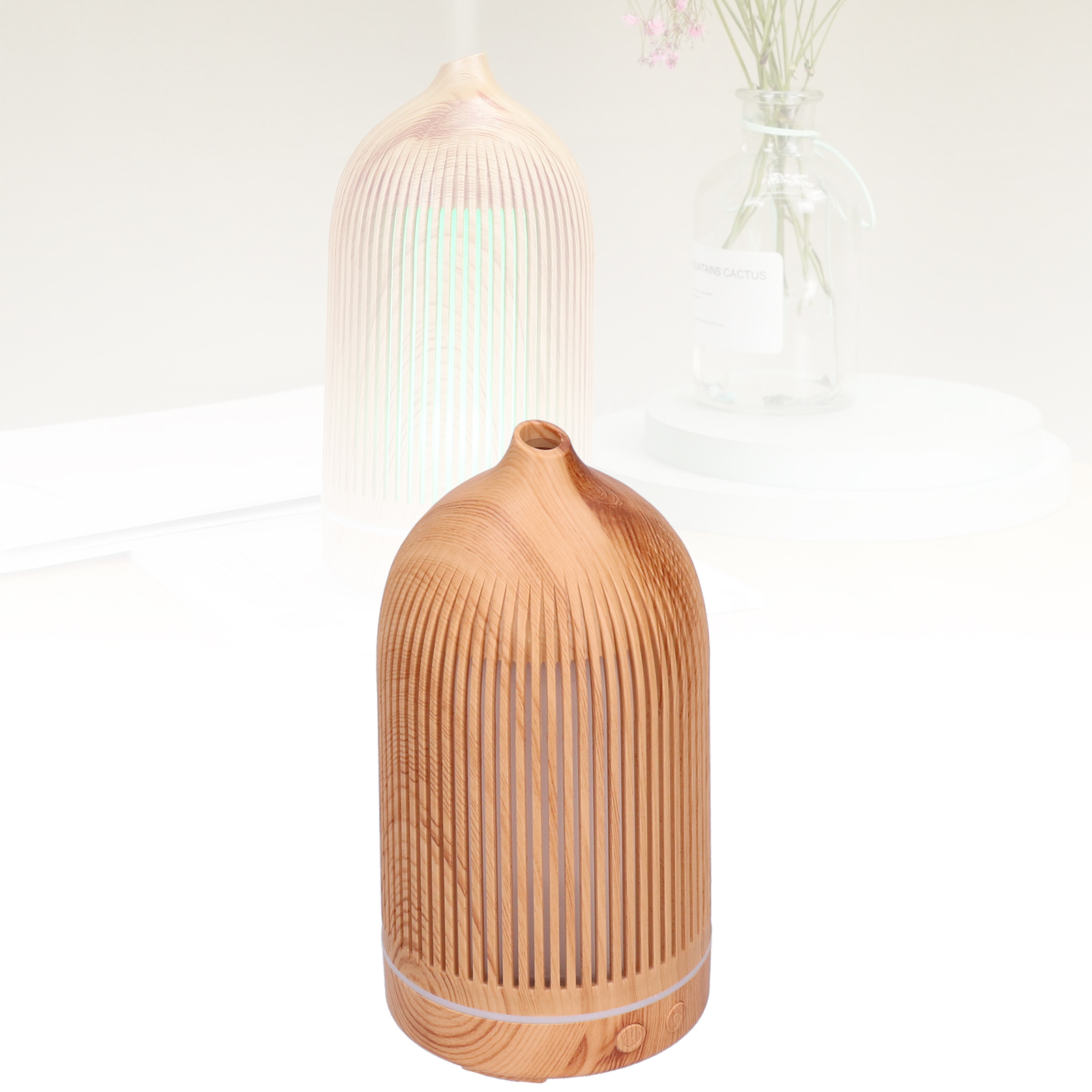 200 Ml Mini-luftbefeuchter Mit Hohlkammer, Nachtlicht, 5v Usb-betriebenem Aromadiffusor, Holzimitation.