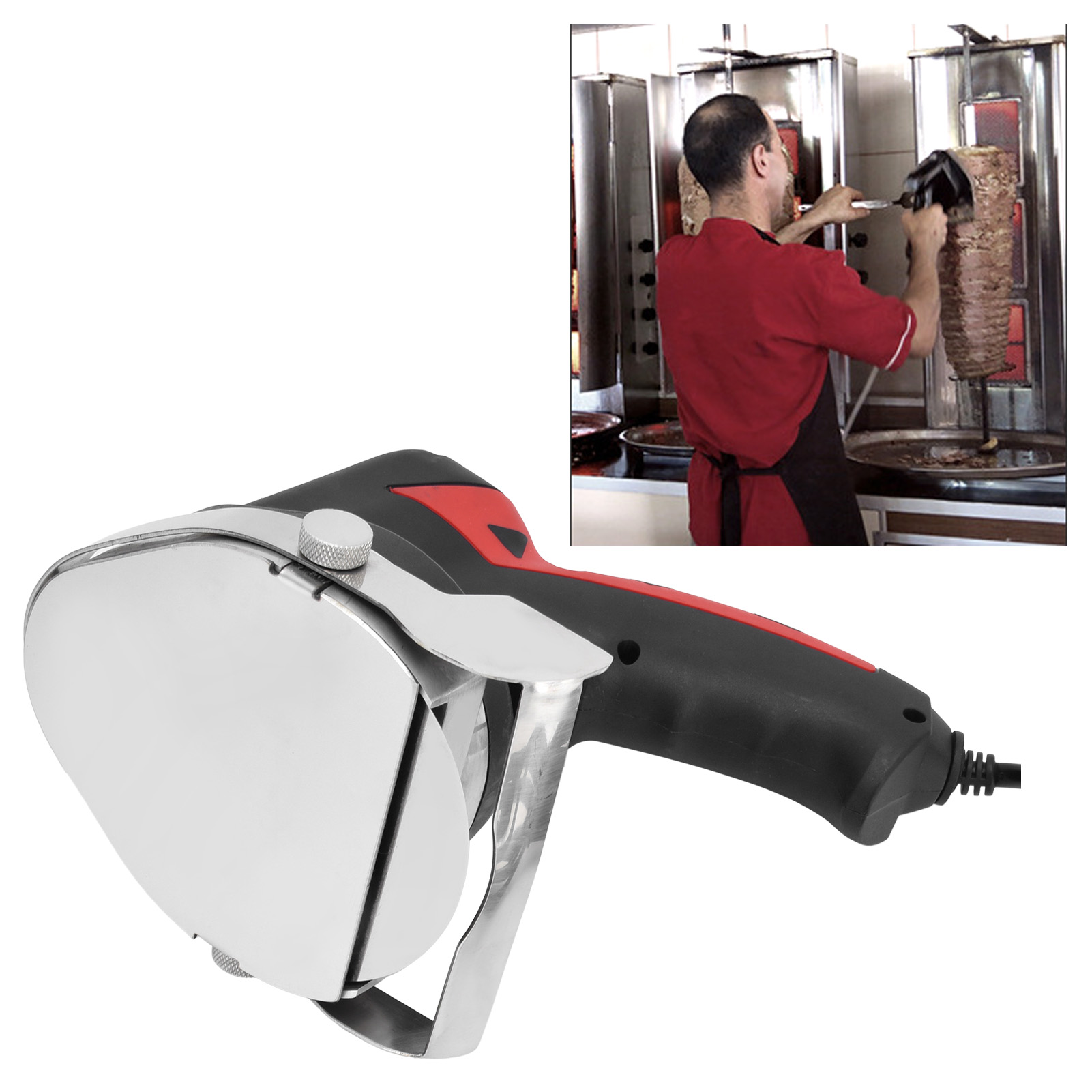 Tragbarer Elektrischer Kebabschneider Aus Edelstahl, Fleischmesser, 220-v-eu-stecker