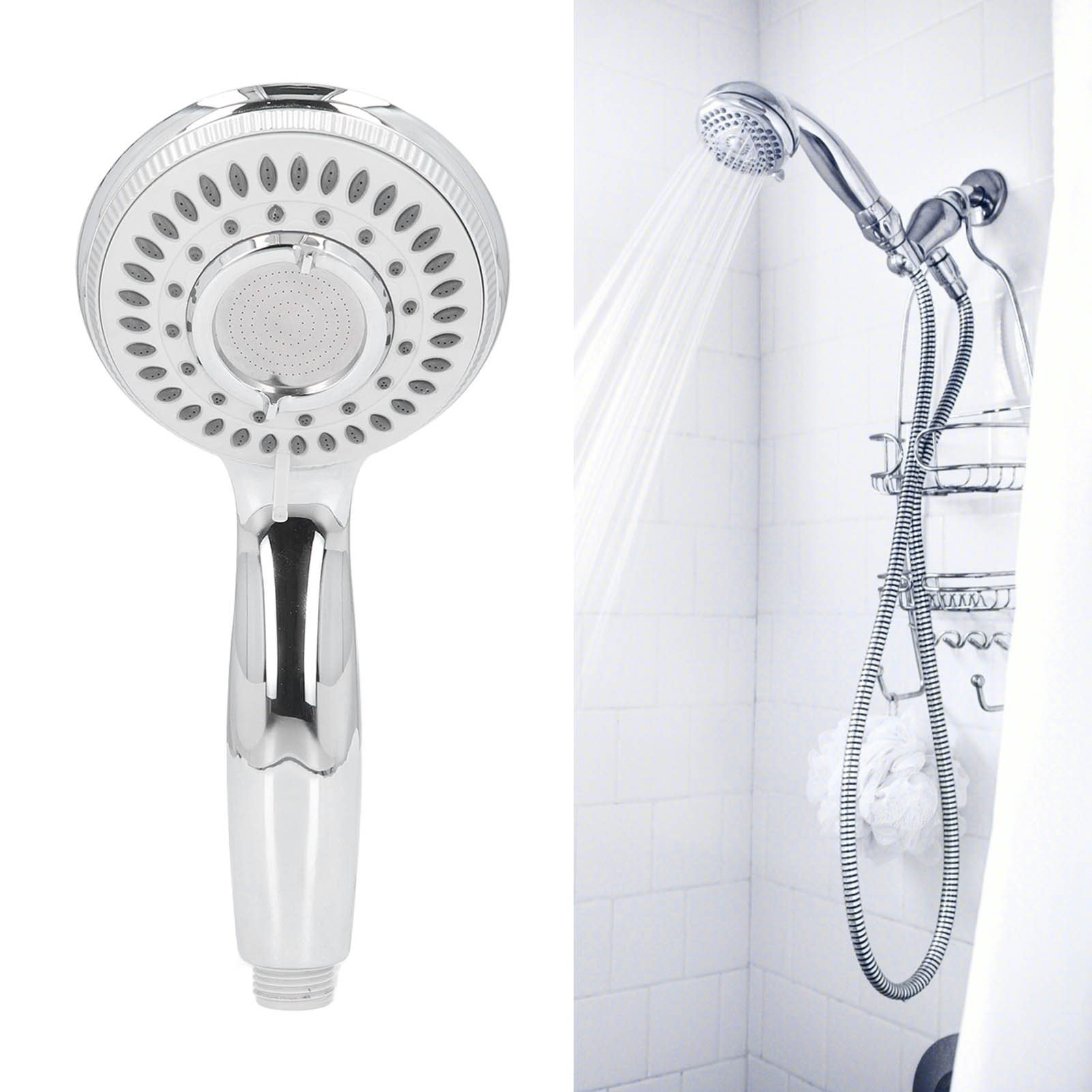 Handbrausekopf Mit 4 Einstellbaren Wasserstrahlstufen, Wassersparscheibe, Dichtung Und G1/2-einlassdurchmesser