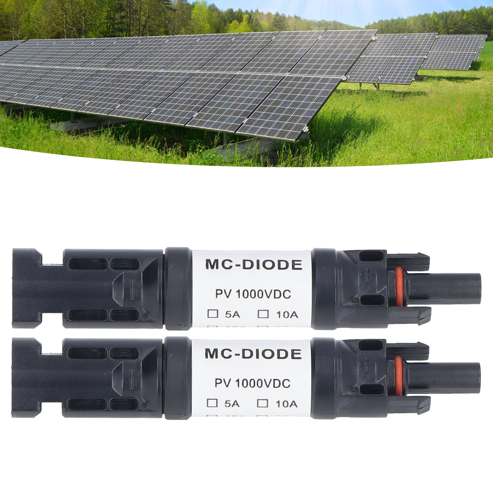 Packung Mit 2 Solar-photovoltaik-steckverbindern 1000 V Mit Integrierter Mc4-diode Und Rückstromschutz (20 A).