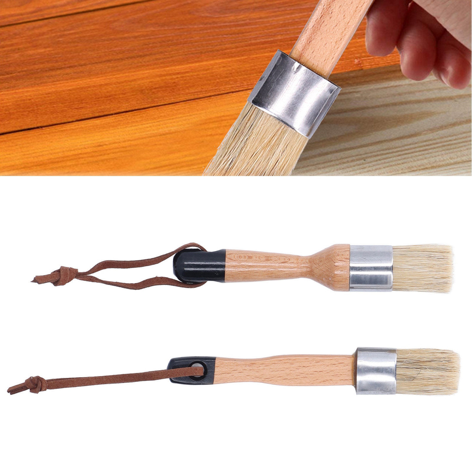 Set Aus 2 Runden Zeichenpinseln, 2,5 Cm (1 Zoll), Aus Reinen Wildschweinborsten.
