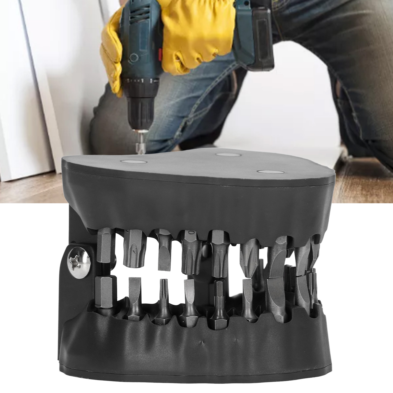 Magnetischer Edelstahl-bohrerhalter Mit 28 Bohrern – Heimwerkerzubehör – Schwarz