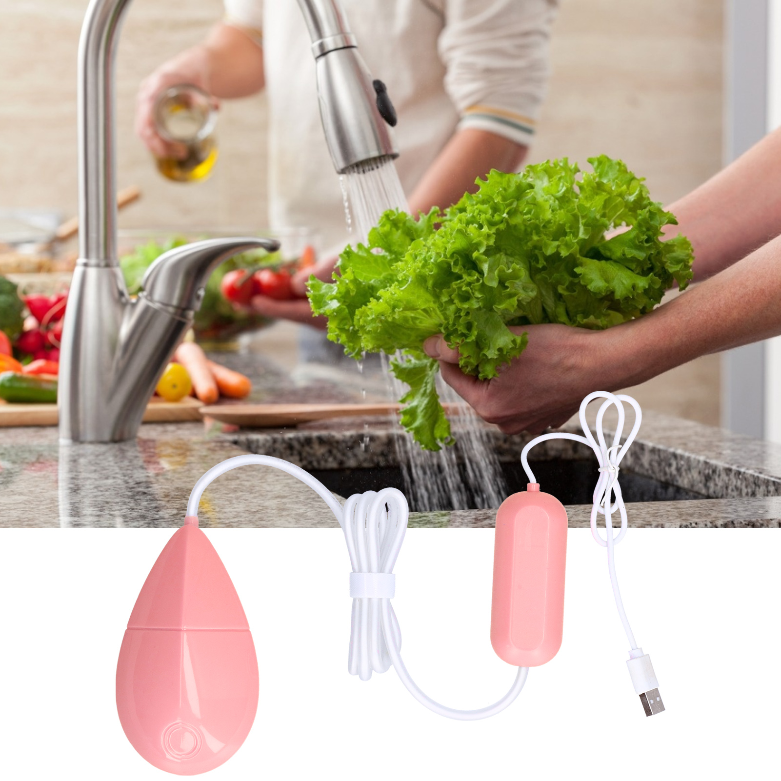 Ultraschall-geschirrspüler Mit Automatischer Abschaltung Nach 15 Minuten, Usb-anschluss, Für Obst Und Gemüse, Rosa