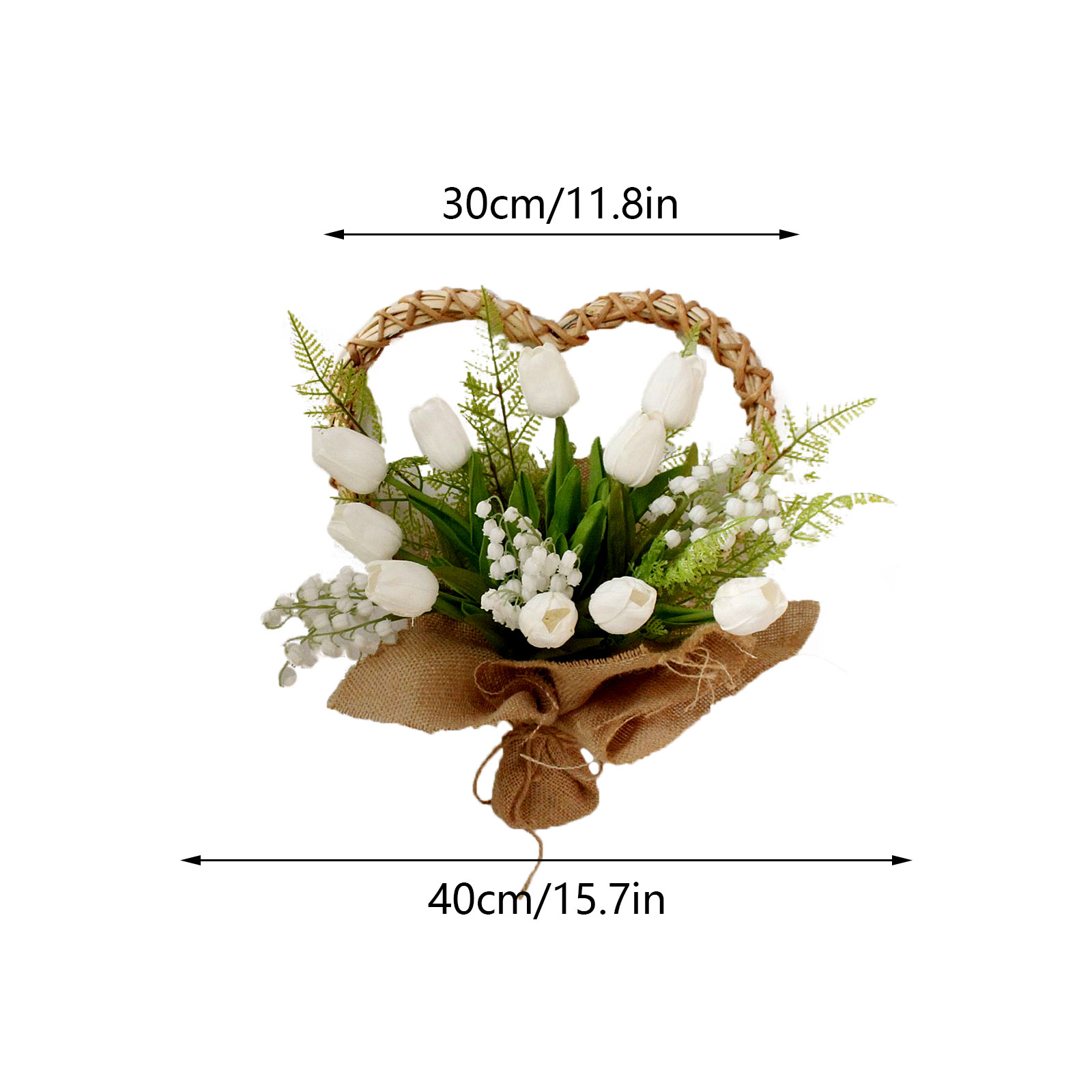 Herzförmiger Blumenkranz Aus Frühlingstulpen, Roten Rosen Und Nelken Zum Aufhängen An Der Wand Oder Tür – Ideal Für Valentinstag Und Muttertag – Seidenrosen Und -nelken/naturrohr
