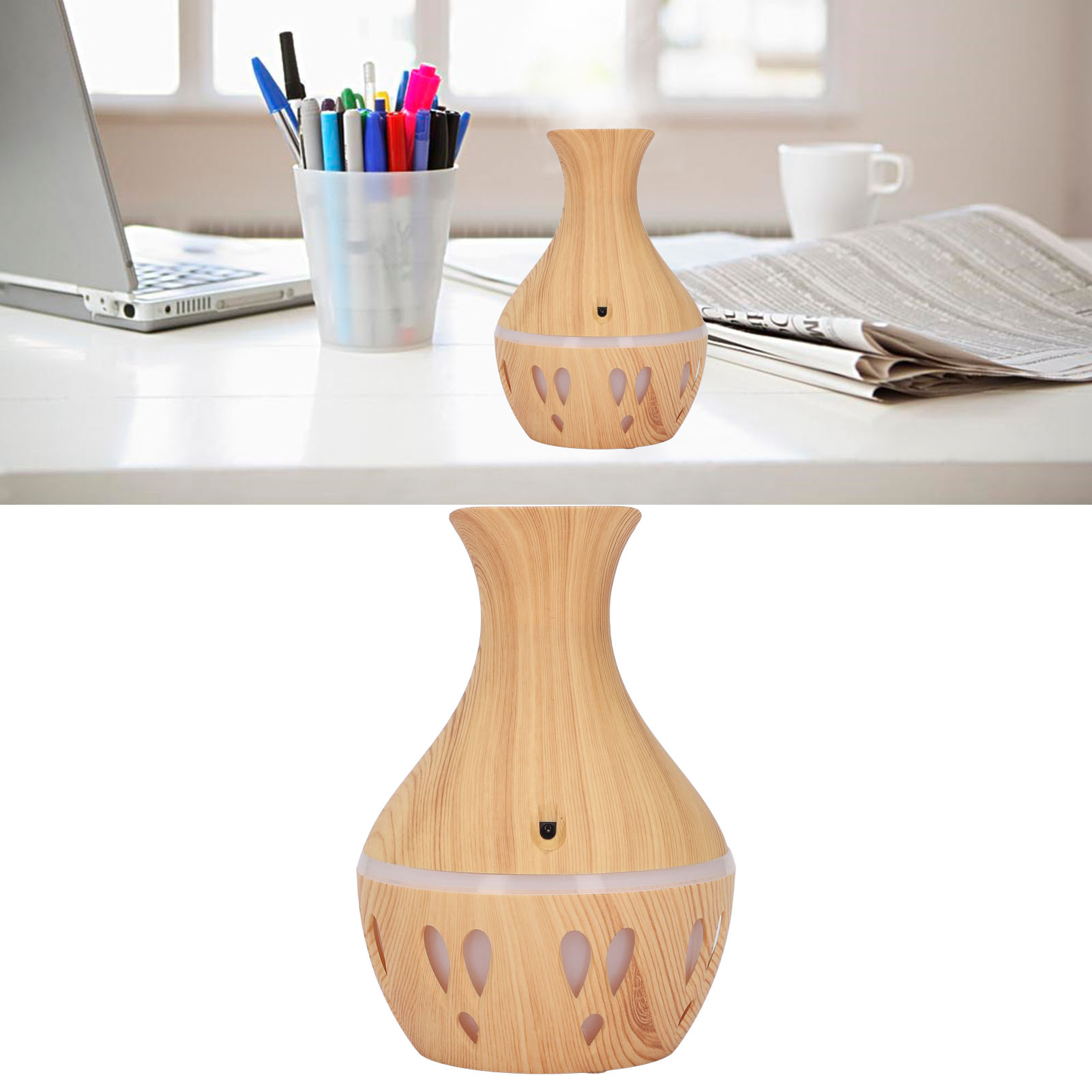 300-ml-diffusor Für Ätherische Öle, Holzoptik, Usb-anschluss, 7-farbige Led-beleuchtung, Leiser Luftbefeuchter Für Schlafzimmer Oder Büro