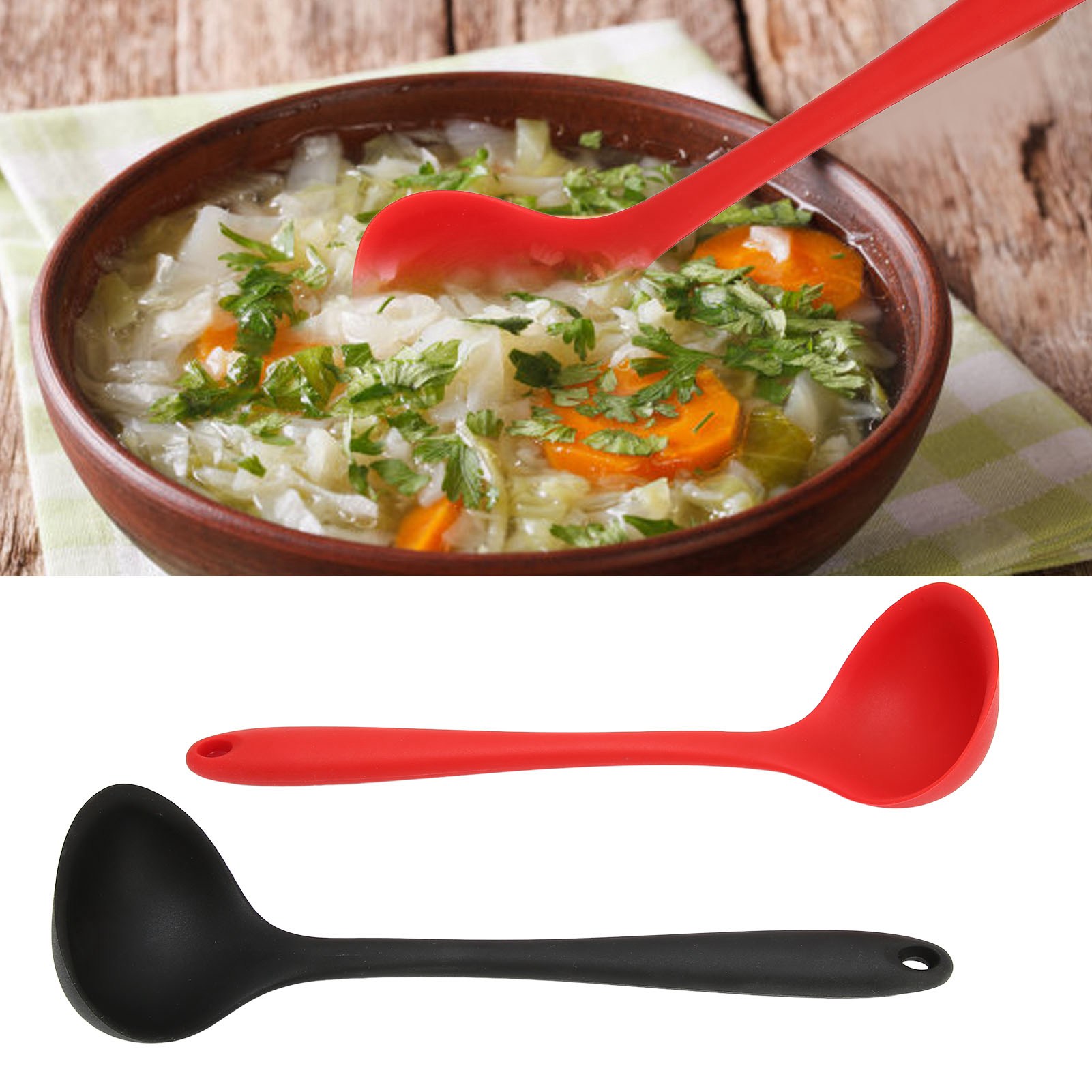 Set Aus 2 Silikon-suppenlöffeln, Multifunktionale Schöpfkelle, Porridge-löffel, Küchenutensil