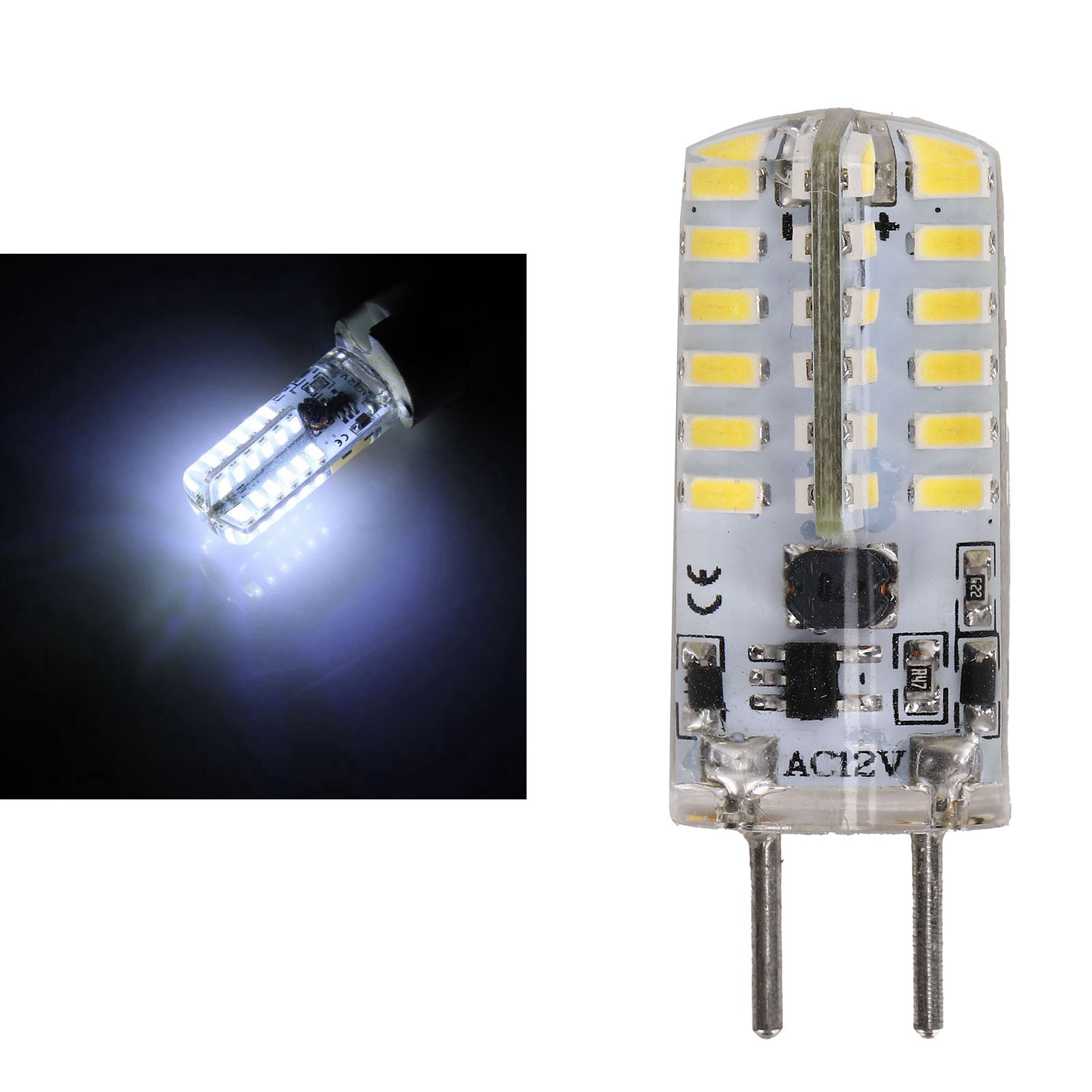 48 Led 3w 300lm Gy6.35 Bipin Ac12v Silikon-led-lampe Für Kronleuchter/deckenleuchten (kaltweiß 6000-6500k)