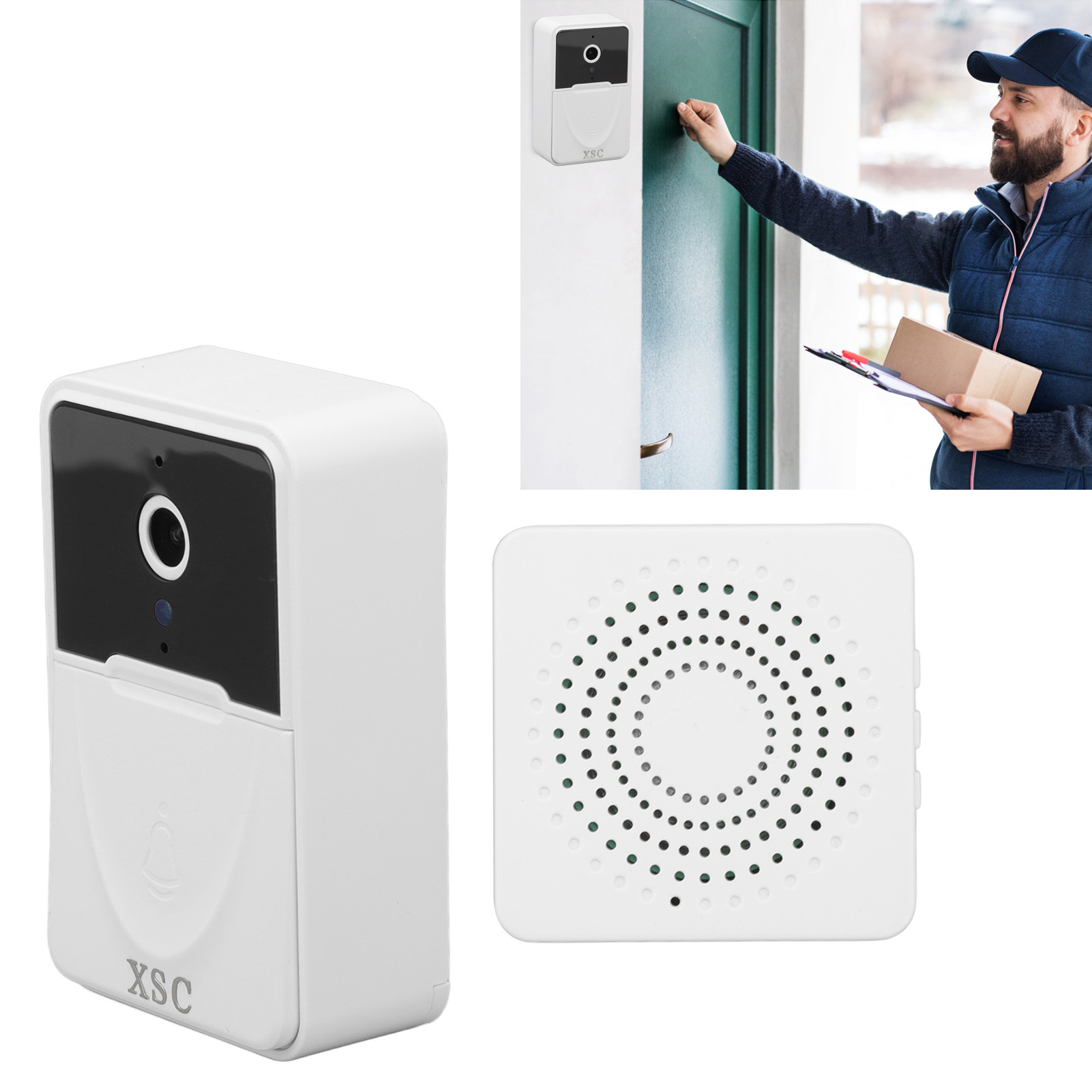 X3 Drahtlose Video-türklingel Mit Intelligenter Wlan-video- Und Sprachüberwachung, Fernsteuerung Per Mobiltelefon (360°) Für Den Heimgebrauch