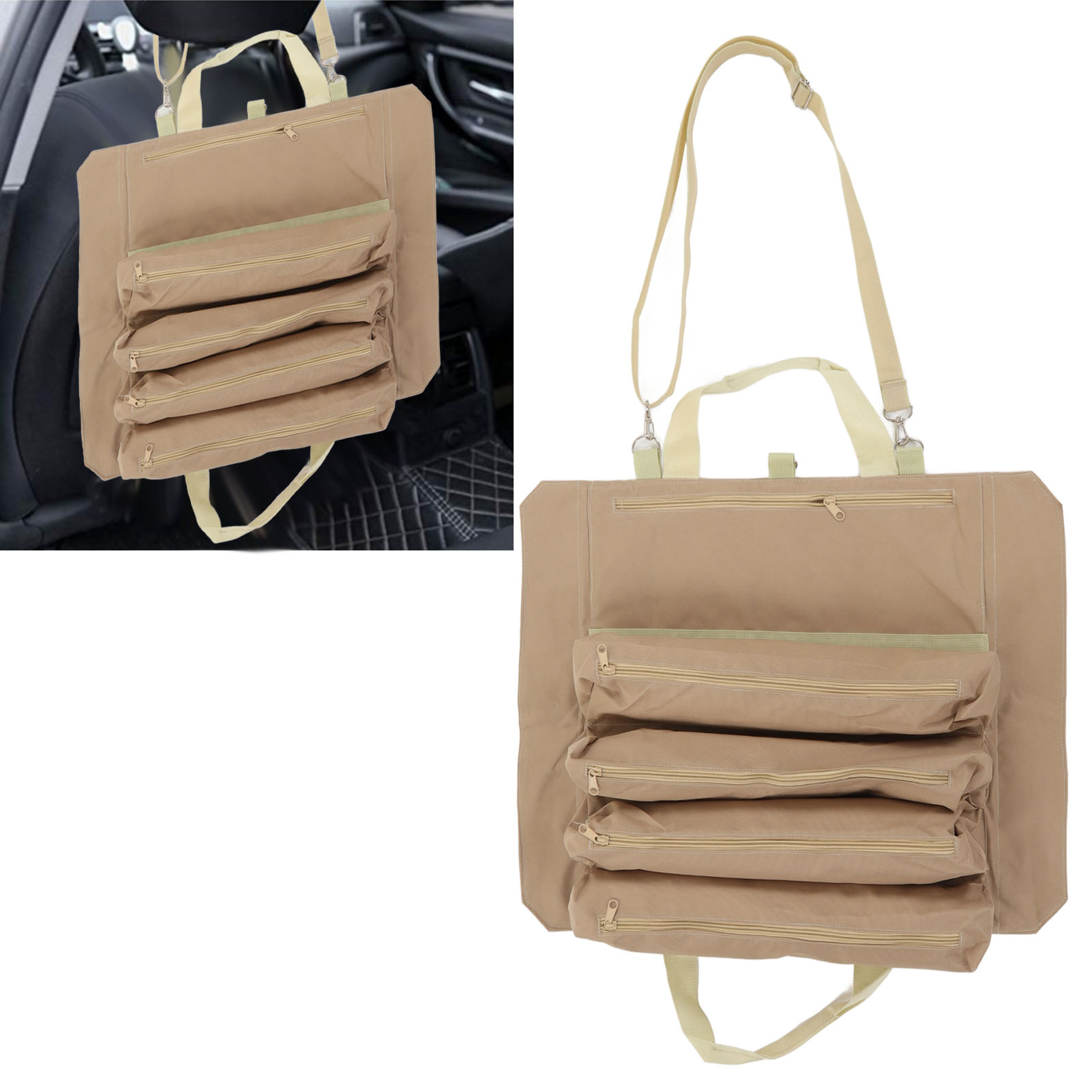 Aufrollbare Werkzeugtasche, Multifunktionstasche, Tragbar, Faltbar Und Mit Mehreren Fächern, Für Schlüssel, Khaki