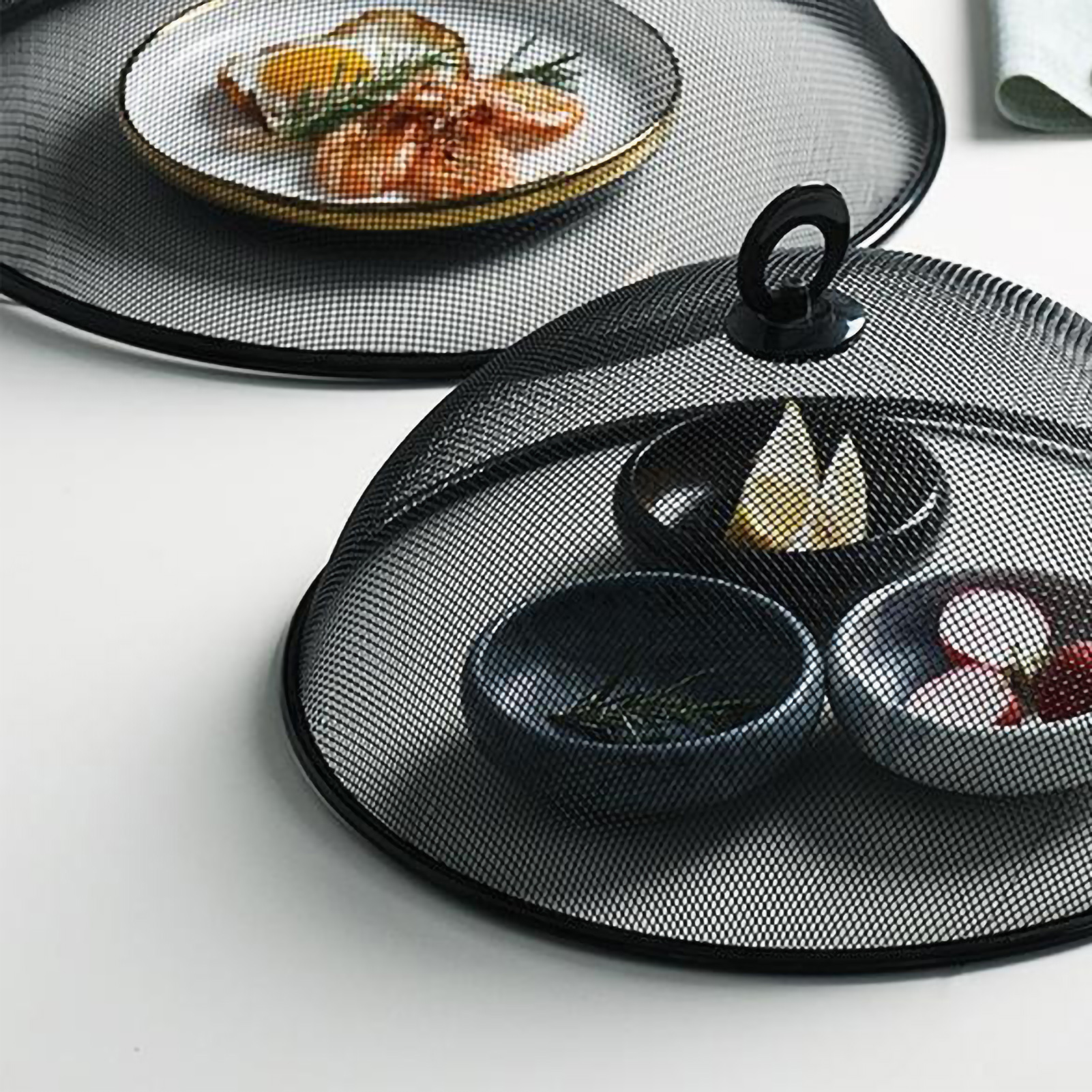 Einfache Tischdecke Aus Schmiedeeisen, Speisenabdeckung, Schüssel- Und Tellerabdeckung Für Runde Und Rechteckige Gerichte, Schutz Vor Fliegen Und Staub, Schwarz, Rund, Mittlere Größe