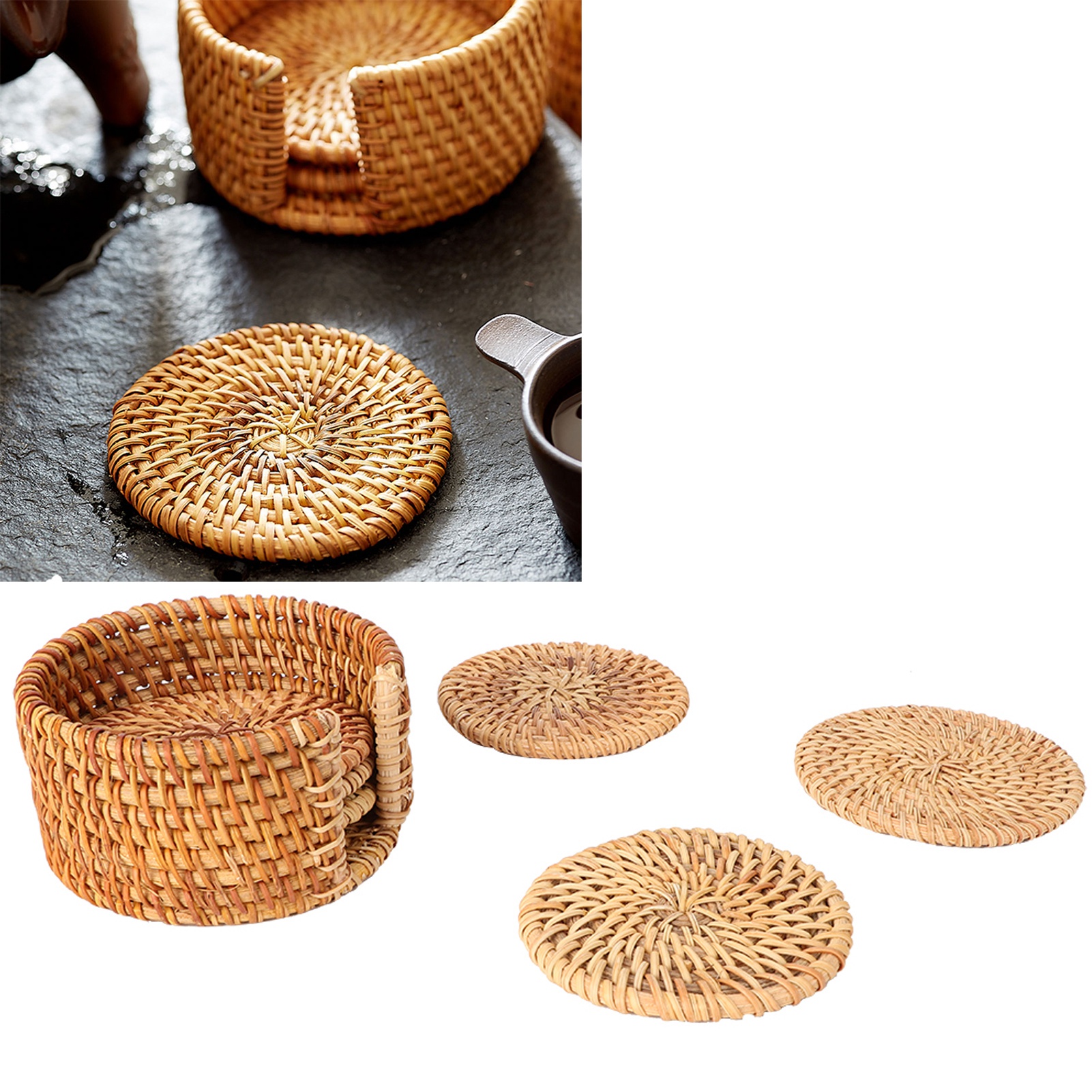 13 Cm Großer Untersetzer Aus Rattan / Platzset / Isolierte Teekanne Aus Violettem Ton / Accessoire Für Die Teezeremonie