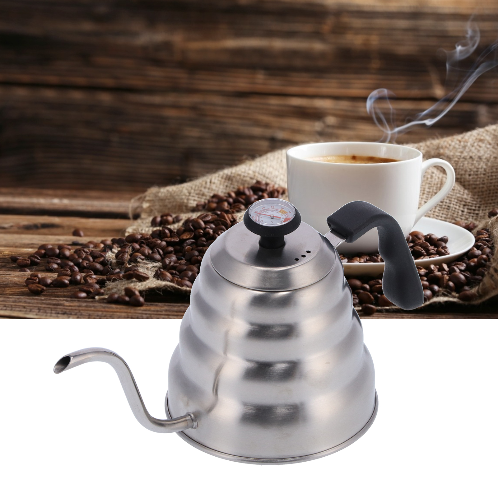 1200-ml-kaffeemaschine Aus Edelstahl Mit Thermometer Und Schwanenhalsauslauf – Kaffeezubehör