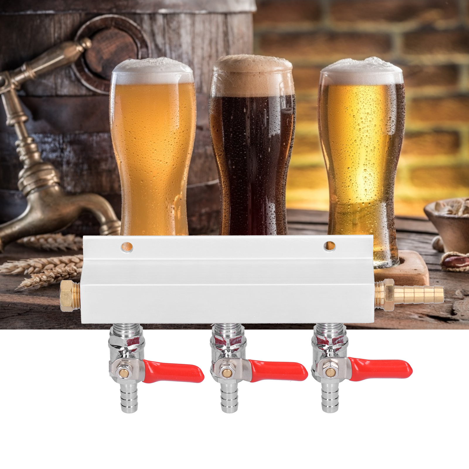 3-wege-gasverteiler, Co2-gasverteiler Mit Integrierten Rückschlagventilen Für 5/16-zoll-bierflaschen