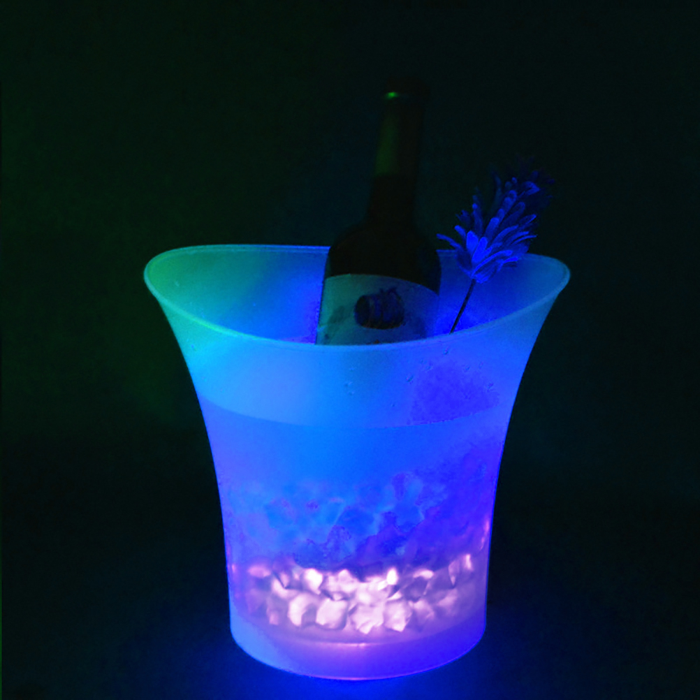 Eisbehälter Mit Farbwechselnder Led-beleuchtung, Runder Weinkühler Aus Kunststoff, Eisbehälter Für Bar/karaoke.