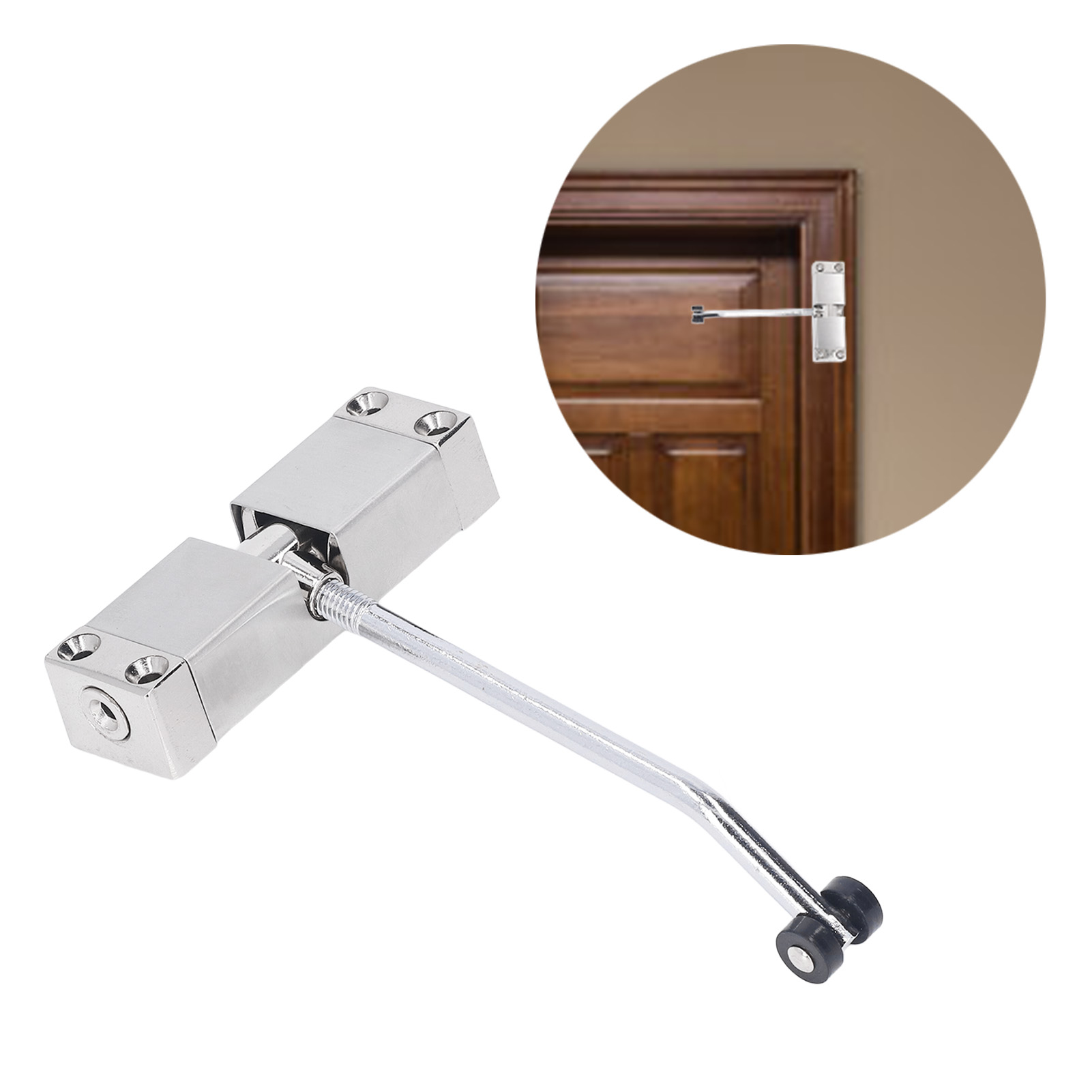 Automatischer, Federbelasteter Türschließer Aus Aluminiumguss Mit Anschlag Aus Kaltgewalztem Stahl Für Holztüren In Hotels.