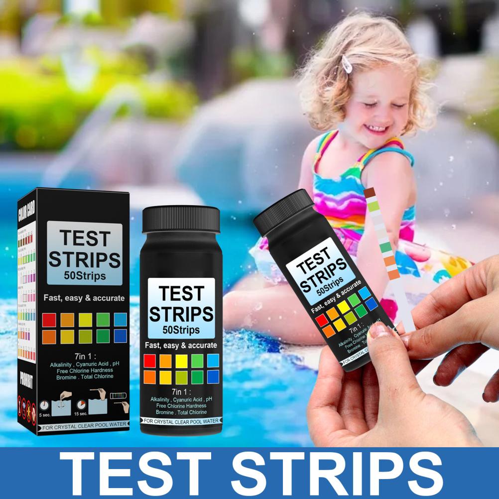 Flasche Mit 50 7-in-1-poolwasserqualitäts-teststreifen, Tragbare Ph-teststreifen