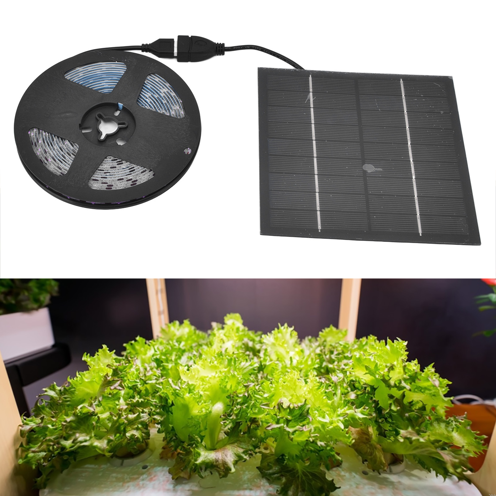 5-w-led-solar-pflanzenlampe Für Gemüse, Setzlinge, Wasserpflanzen Und Blumen – Zusätzliche Innenbeleuchtung Mit 2 M Rotlicht