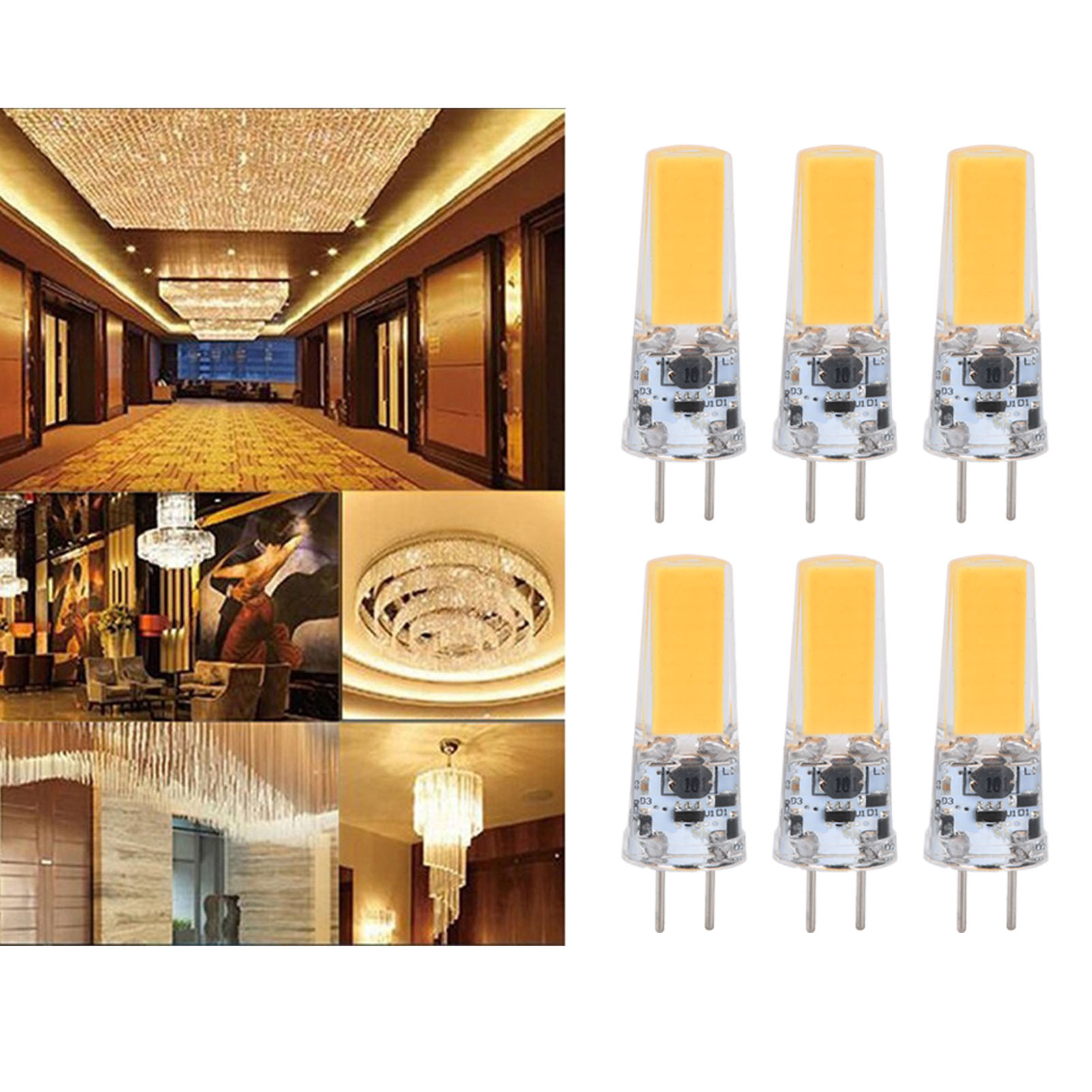 Gy6.35 5w Cob-led-lampe, 500 Lm, Ideal Für Pendel-, Decken-, Wand- Und Tischleuchten. 6er-pack. Warmweiß.