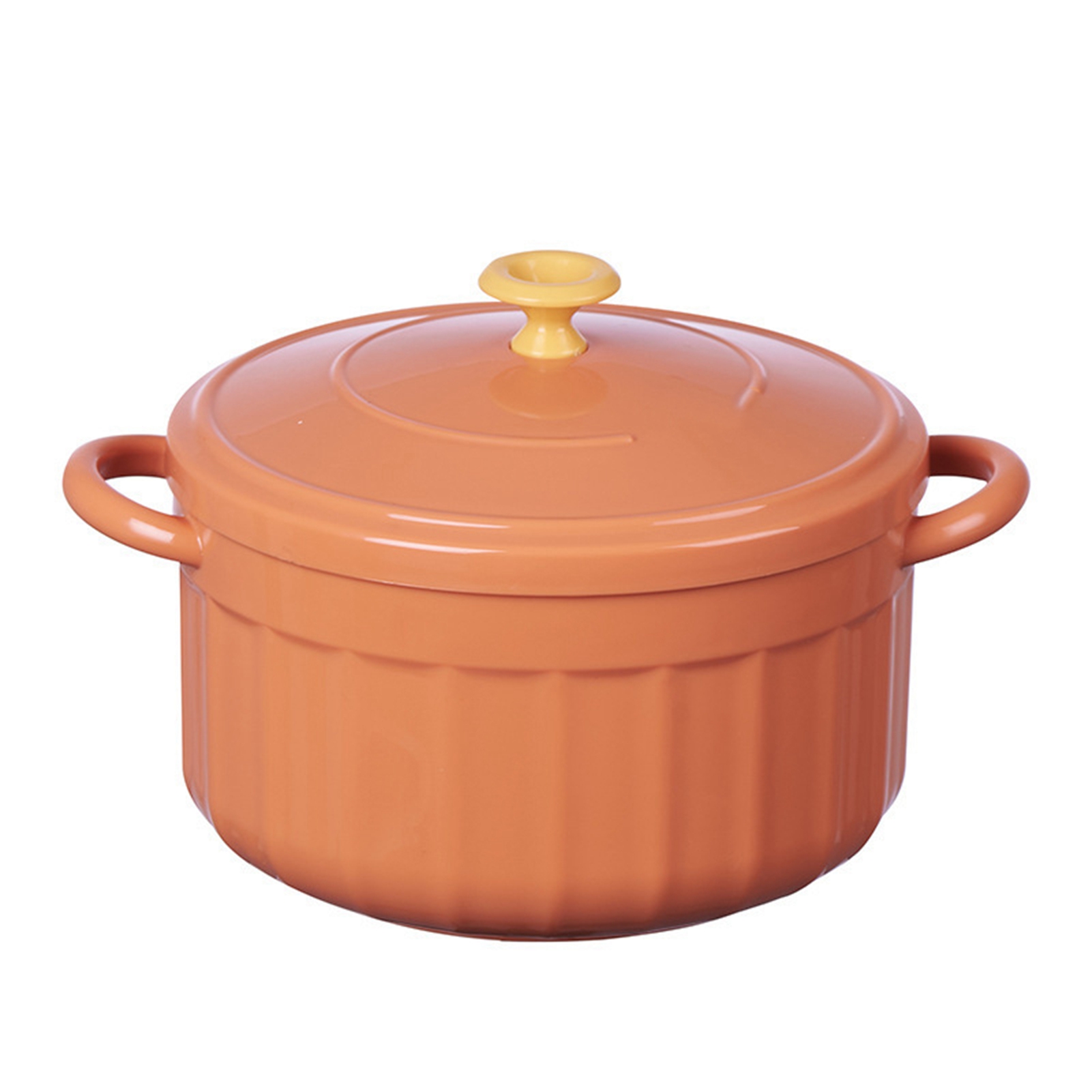 Instantnudelschüssel Mit Deckel, Einfache Schüssel Mit Zwei Henkeln, Lunchbox Im Japanischen Stil, Emailleschüssel Für Zuhause, Große Größe Für Studentenwohnheime, Leuchtend Orange.