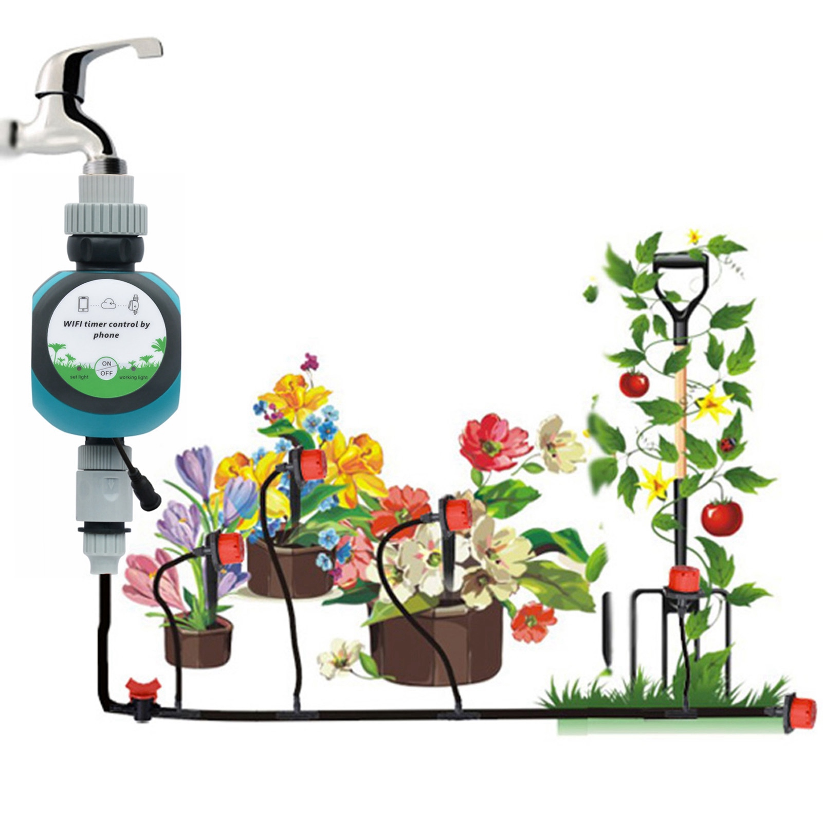 Usb-gartenbewässerungstimer, Fernbewässerungstimer Für Mobiltelefone, Dual-steuerung Per Wlan Und Bluetooth