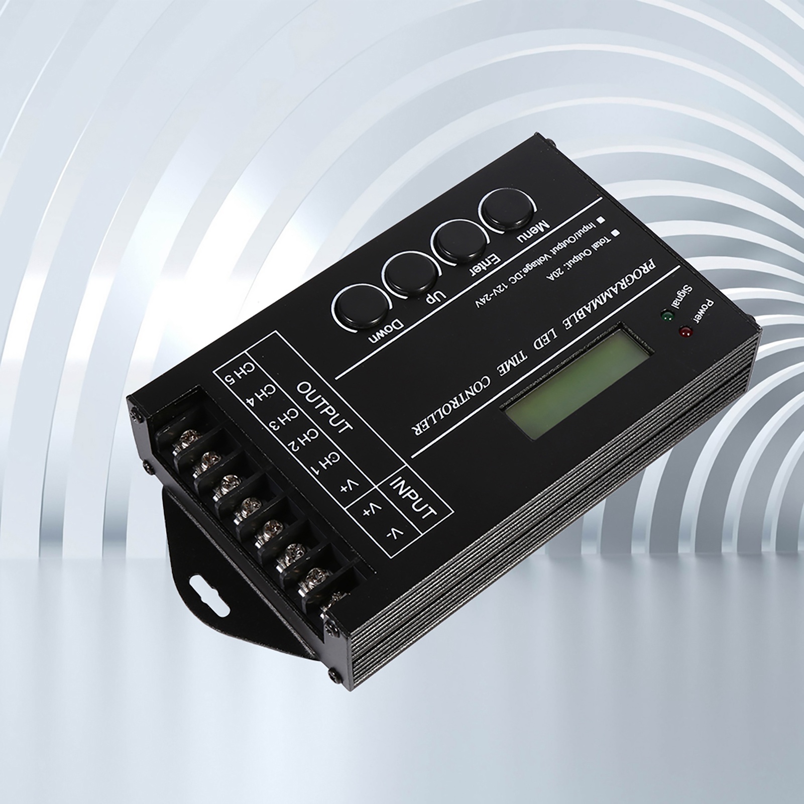 Programmierbarer Led-zeitschalter 12/24 V Dc, 20 A, 5 Kanäle, Einstellbare Farbe, Mit Cd Und Usb-kabel.