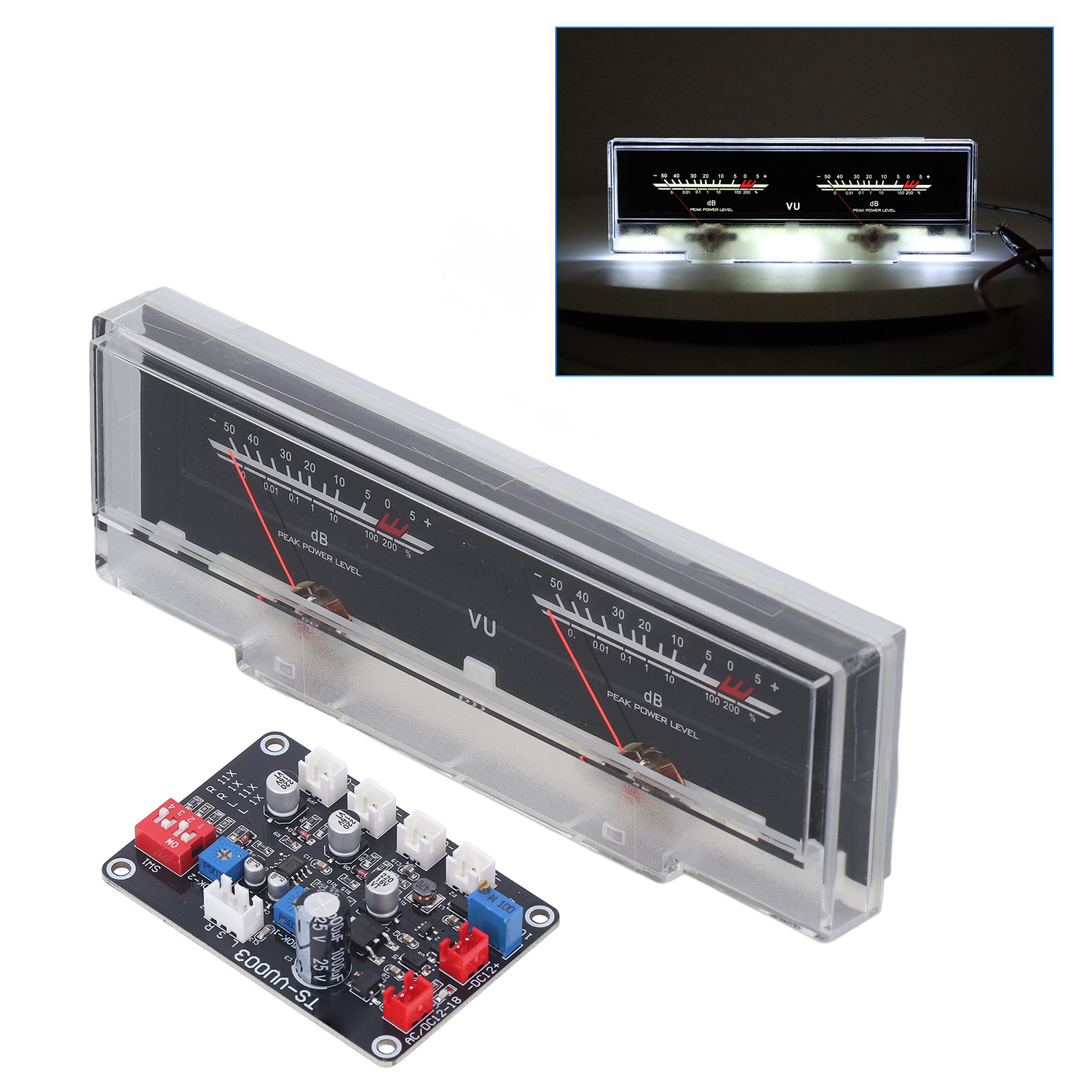 Vu-meter, Lautstärkeanzeige, Hochpräzises, Hintergrundbeleuchtetes Wattmeter, Verstärkeranzeige, Schallpegelmesser.