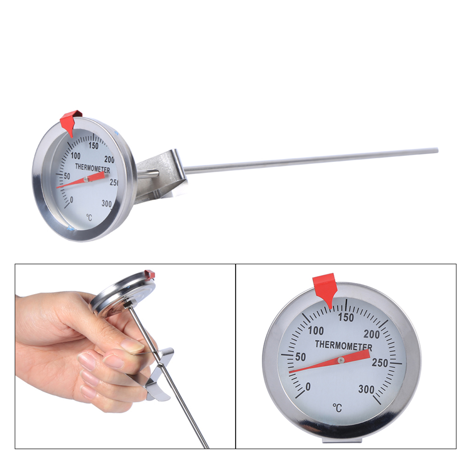 30 Cm (12 Zoll) Langer Kochfühler Aus Edelstahl Mit Klemme, Für Lebensmittel, Fleisch, Heimbrauen, Wein Und Wasserkocher.