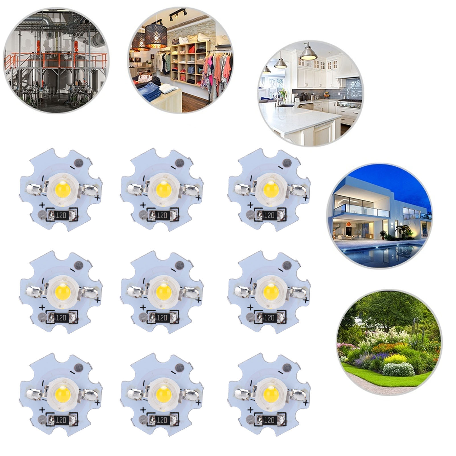 Packung Mit 25 Hochleistungs-leds (0,5 W, 5 V) Mit Aluminiumplatte, Warmweißes Licht: 3000–3200 K