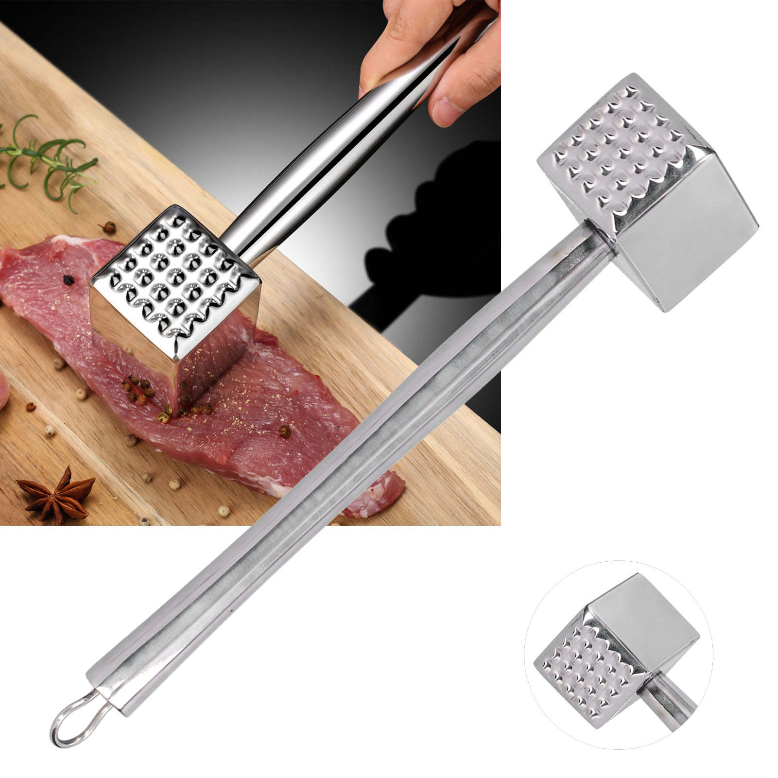 Hochleistungsfähiger Fleischklopfer Für Steaks, Mit Rutschfestem Edelstahlgriff, Küchenhelfer