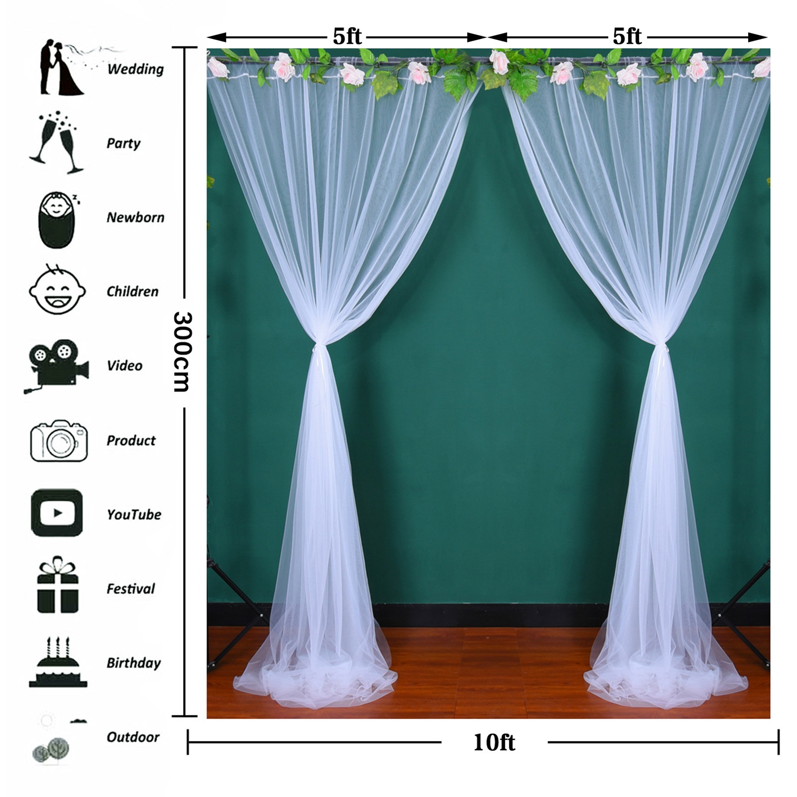 Vorhangdekoration Für Hochzeiten, Schlafzimmer, Halbtransparenter Outdoor-netzvorhang - Champagnerfarben, Fertig Zum Aufhängen, Maße: 1,5 X 3 M.