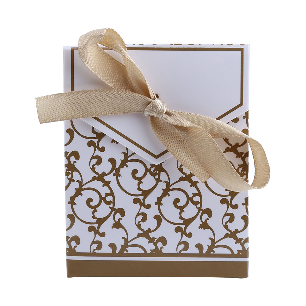 10 Goldene Geschenktüten Aus Papier Mit Schleife Für Kandierte Mandeln, Perfekt Für Eine Hochzeit Oder Party.