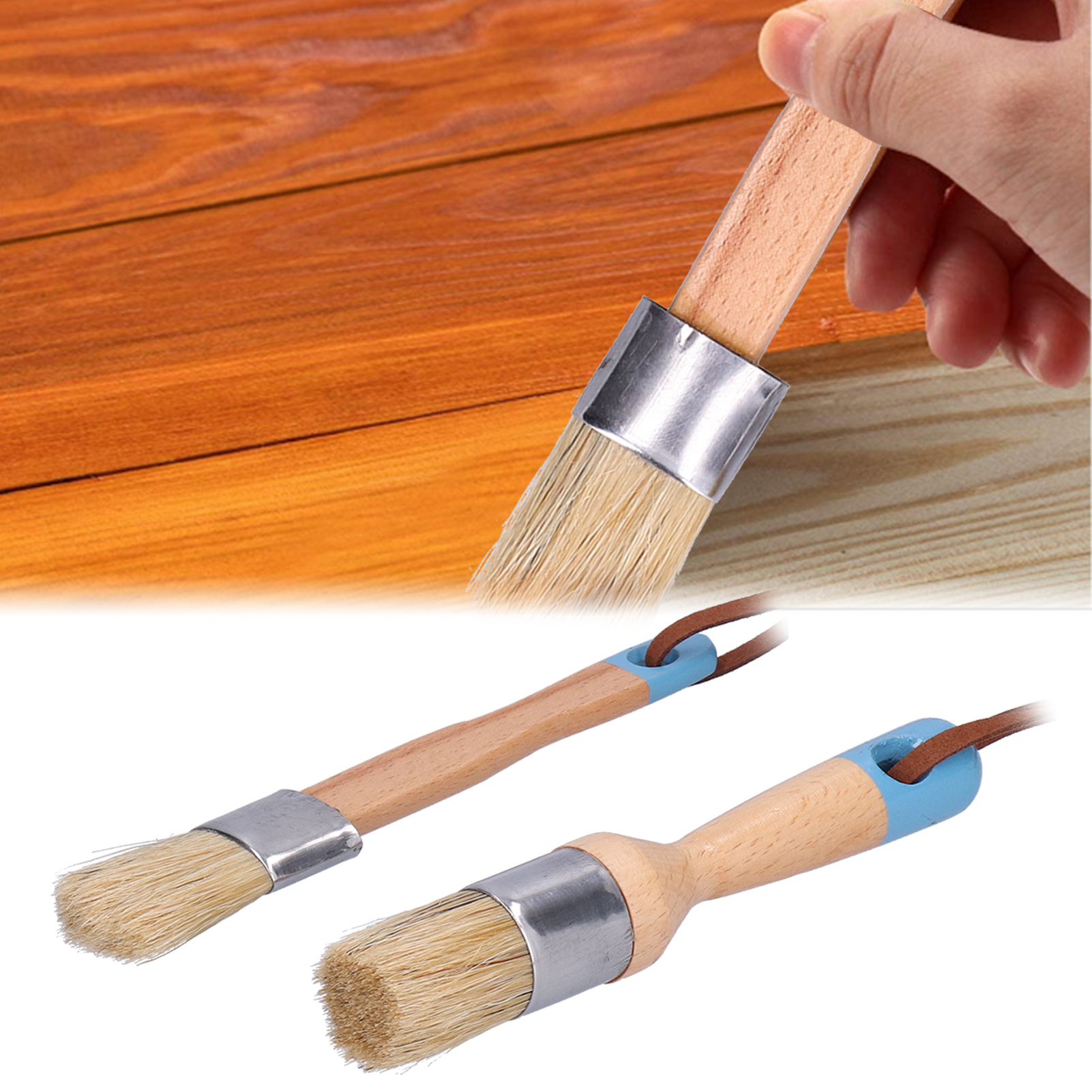 Set Mit 2 Wachspinseln À 2,5 Cm Zum Streichen Und Wachsen Von Möbeln Und Anderen Einrichtungsgegenständen.