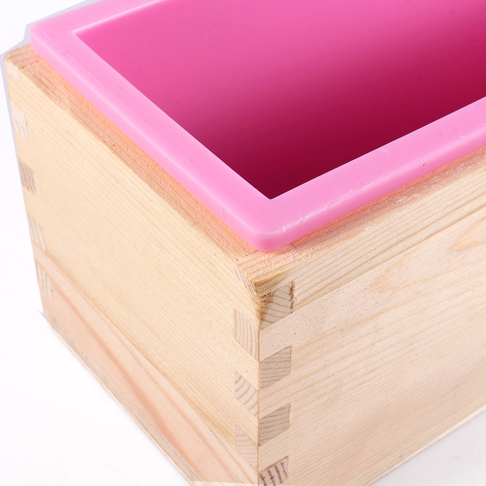 Rechteckige Silikon-seifenform Mit Holzbox, Diy-werkzeug Für Kuchen, Brot Und Toast.