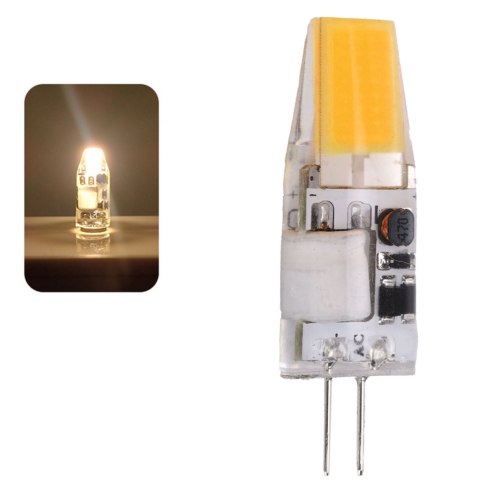 G4 5w 600lm Cob-led-lampe In Silikonfassung Für Kronleuchter/deckenleuchten, 12v Ac/dc-netzteil, 4,2 X 1,3 Cm, Warmweiß 2700k-3100k
