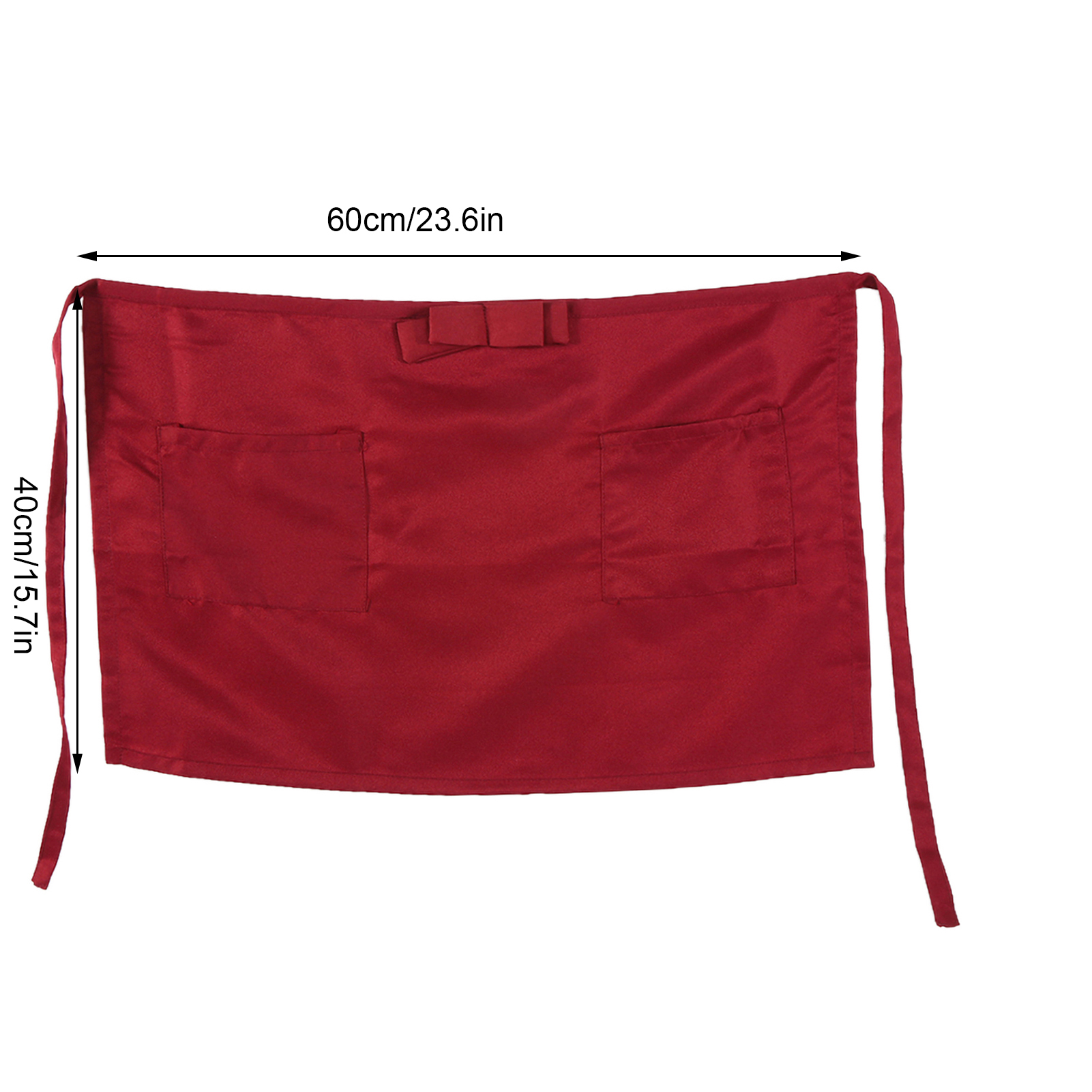 Kurze, Halblange Schürze Mit 2 Taschen, Bordeauxrot, Ideal Für Kellner/kellnerinnen In Cafés, Restaurants Oder Kneipen/bars.