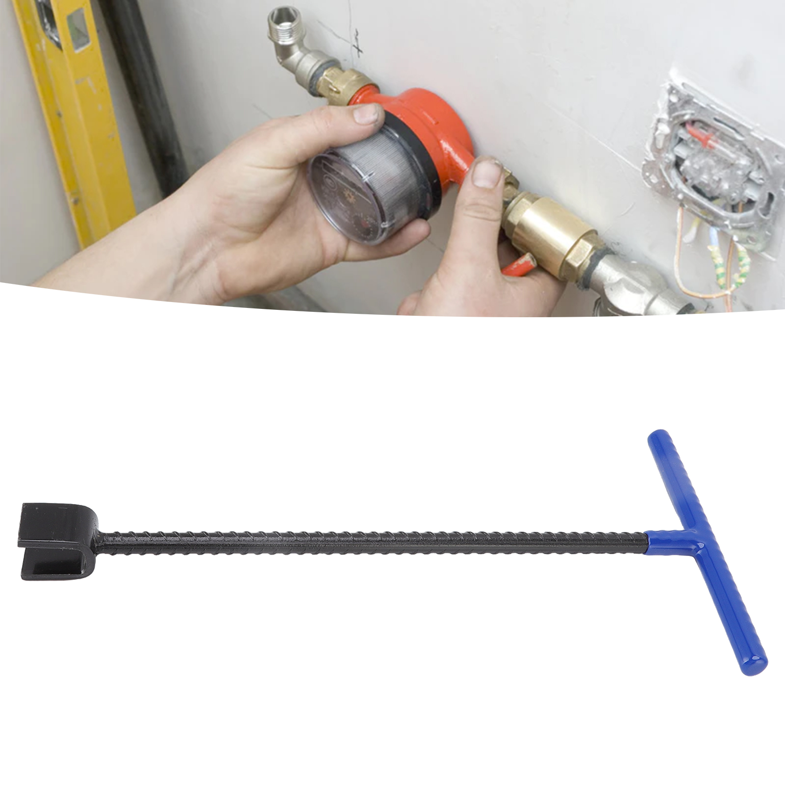 Multifunktionaler, Verstellbarer T-griff-schraubenschlüssel Für Das Hauptabsperrventil Des Wasserbehälters, Blau.