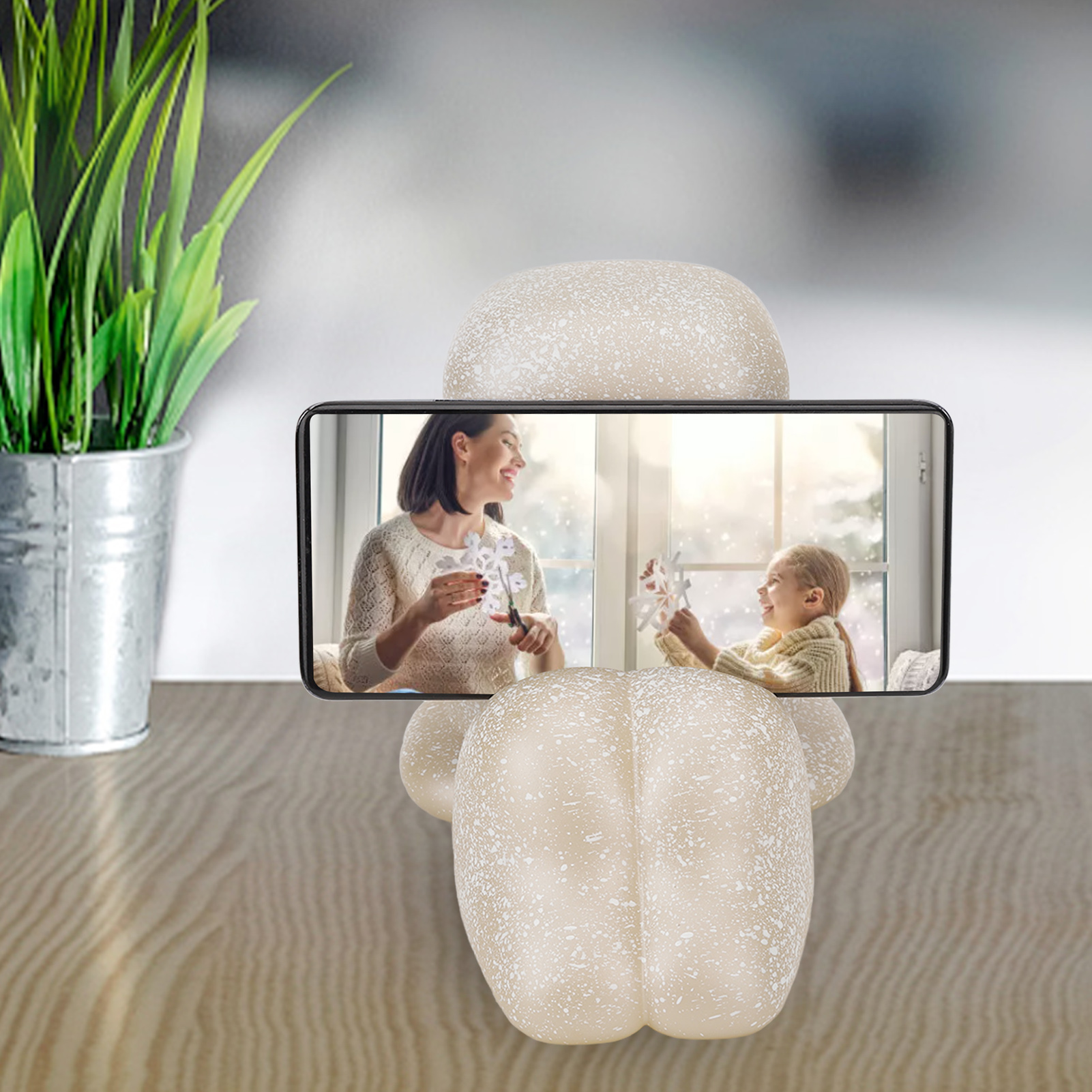 Moai-po-nachtlicht Für Handy, Handyhalterung, Retro-moai-steinstatue, Beigefarbenes Nachtlicht Mit Farbwechsel