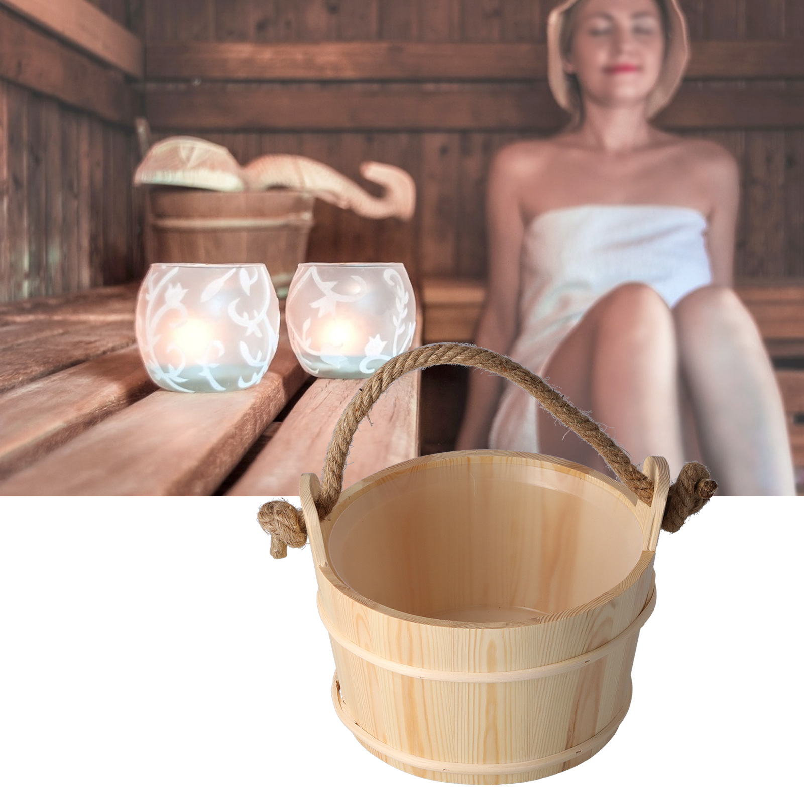 6-liter-saunaeimer, Zubehör Für Spa Und Dampfbad, Hochkapazitives Holzfass Für Dusche Und Pool