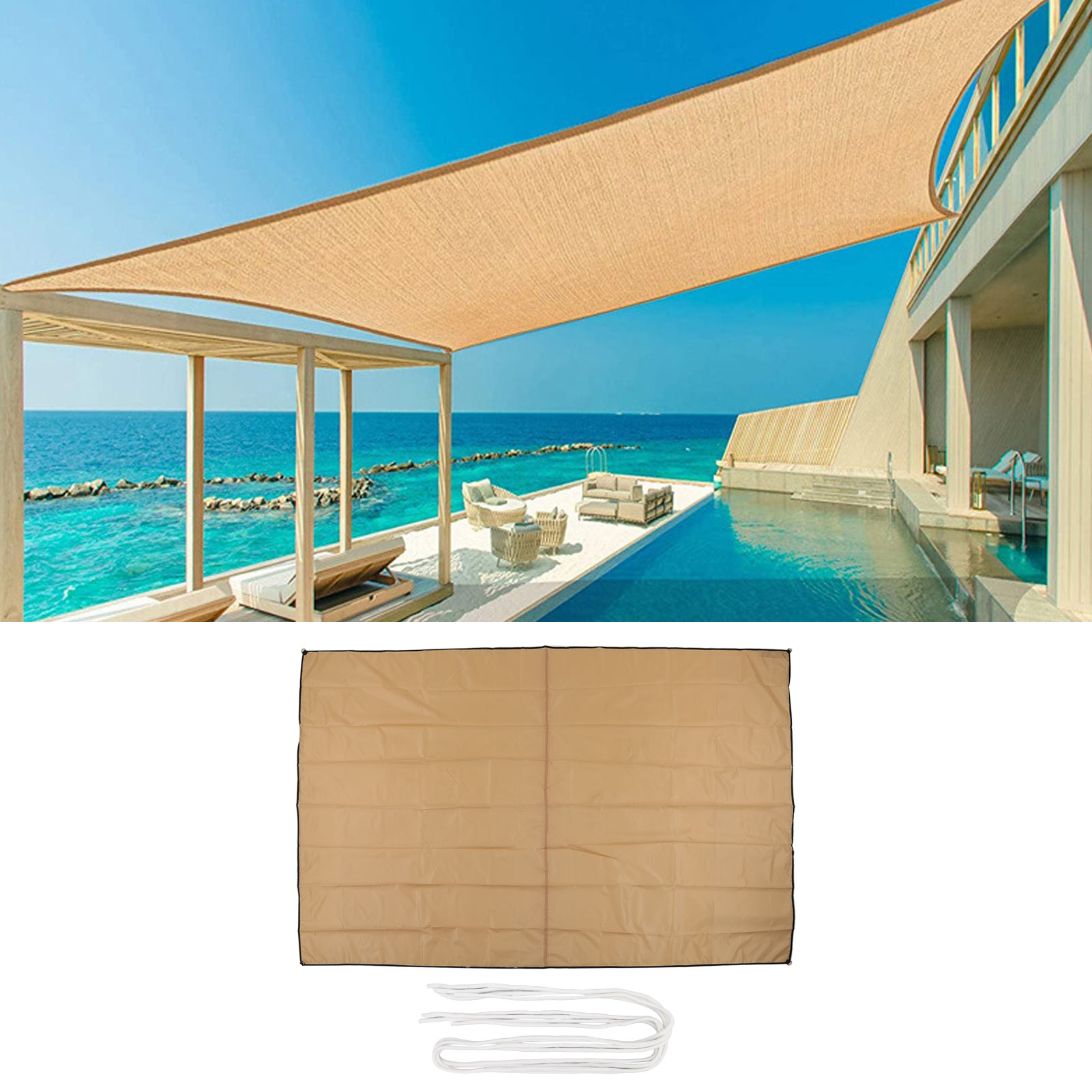 Uv-beständiges Sonnensegel Für Terrasse Und Garten, Schattierungstuch, Sonnenschutzsegel Für Schwimmbäder, Sonnenschutzabdeckung Für Die Terrasse, Vier Ecken