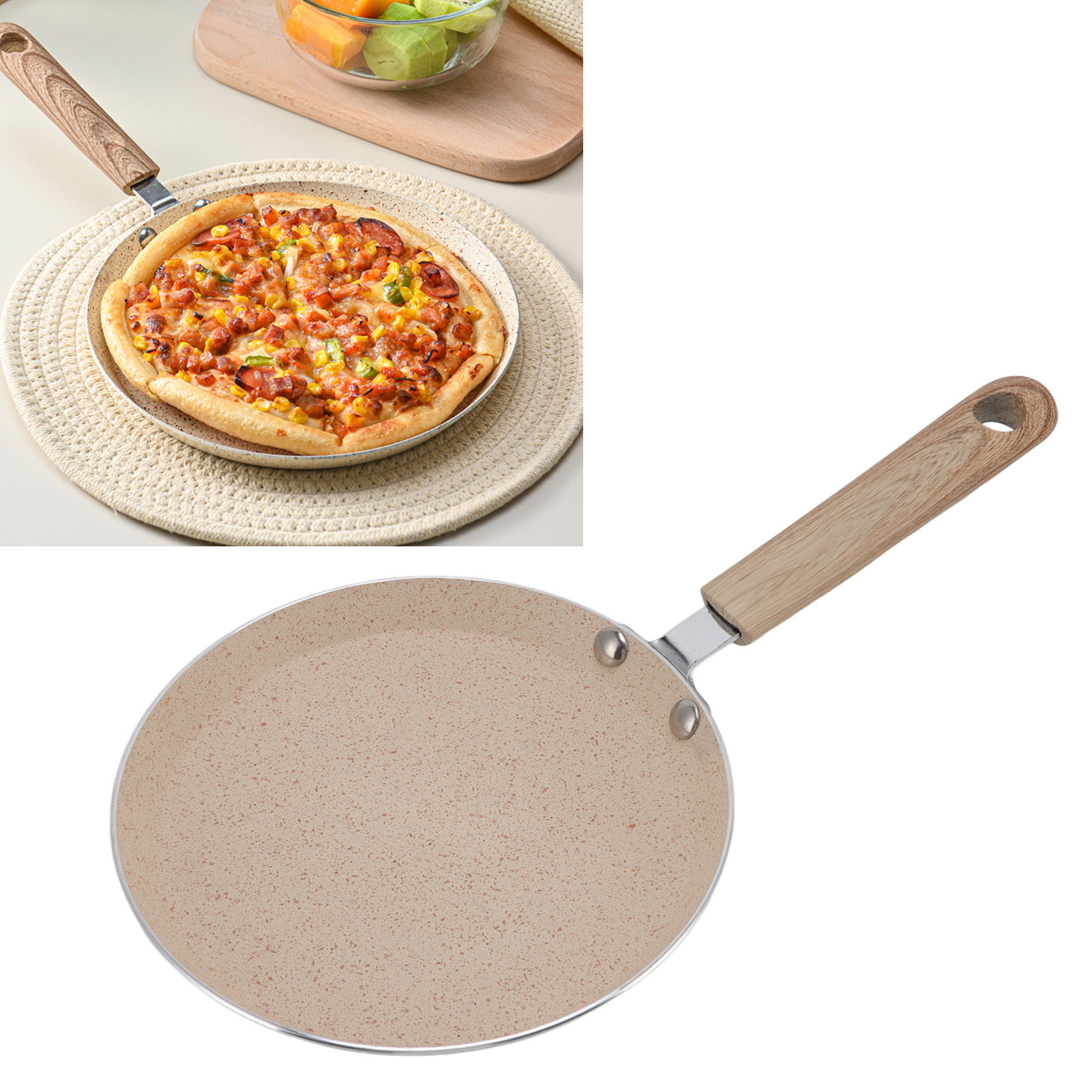 Antihaftbeschichtete Bratpfanne Mit Griff, Aus Flachbodiger Aluminiumlegierung, Ideal Für Pfannkuchen Und Frühstück (18 Cm).