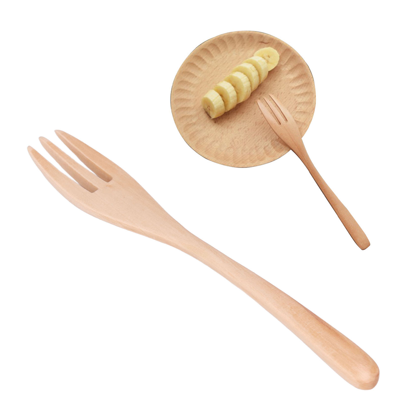 Japanische Dessertgabel Aus Holz, Natürliche Holzfarbe, Obstgabel Für Kinder, Kein Verheddern.
