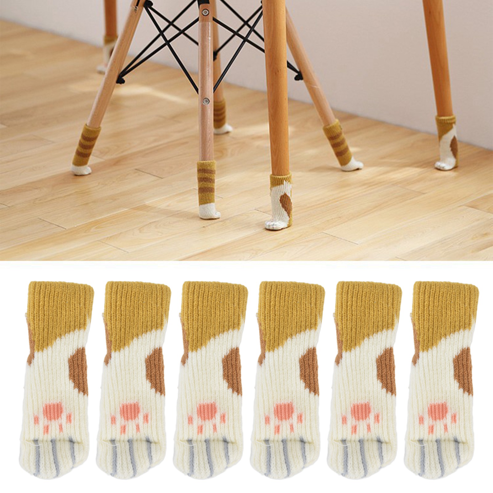 Stuhlbeinüberzüge Mit Katzenmuster, Möbelbeinsocken, Hockerbeinüberzüge, Stuhlbeinpolster, Dicke, Doppellagige Stricküberzüge Für Tisch- Und Stuhlbeine, Tarnmuster.