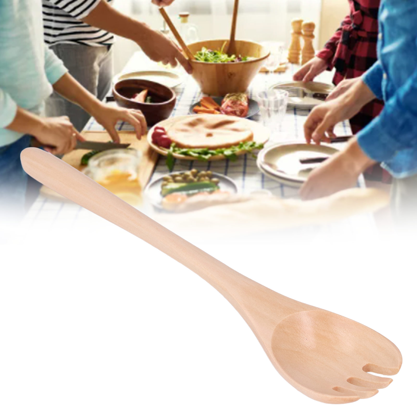 Kombiniertes Besteckset: Salatgabel Und Langstieliger Holzlöffel