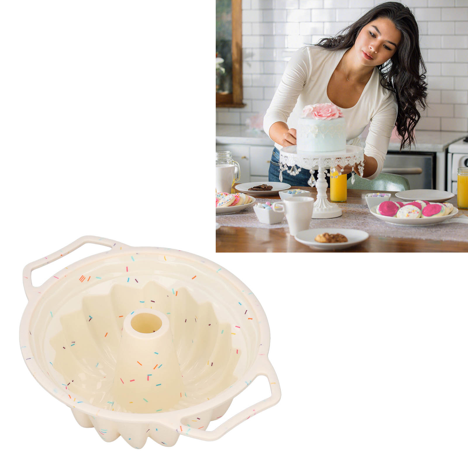Hohle Silikon-chiffon-kuchenform Mit Integriertem Edelstahlring, Mousse-backwerkzeug