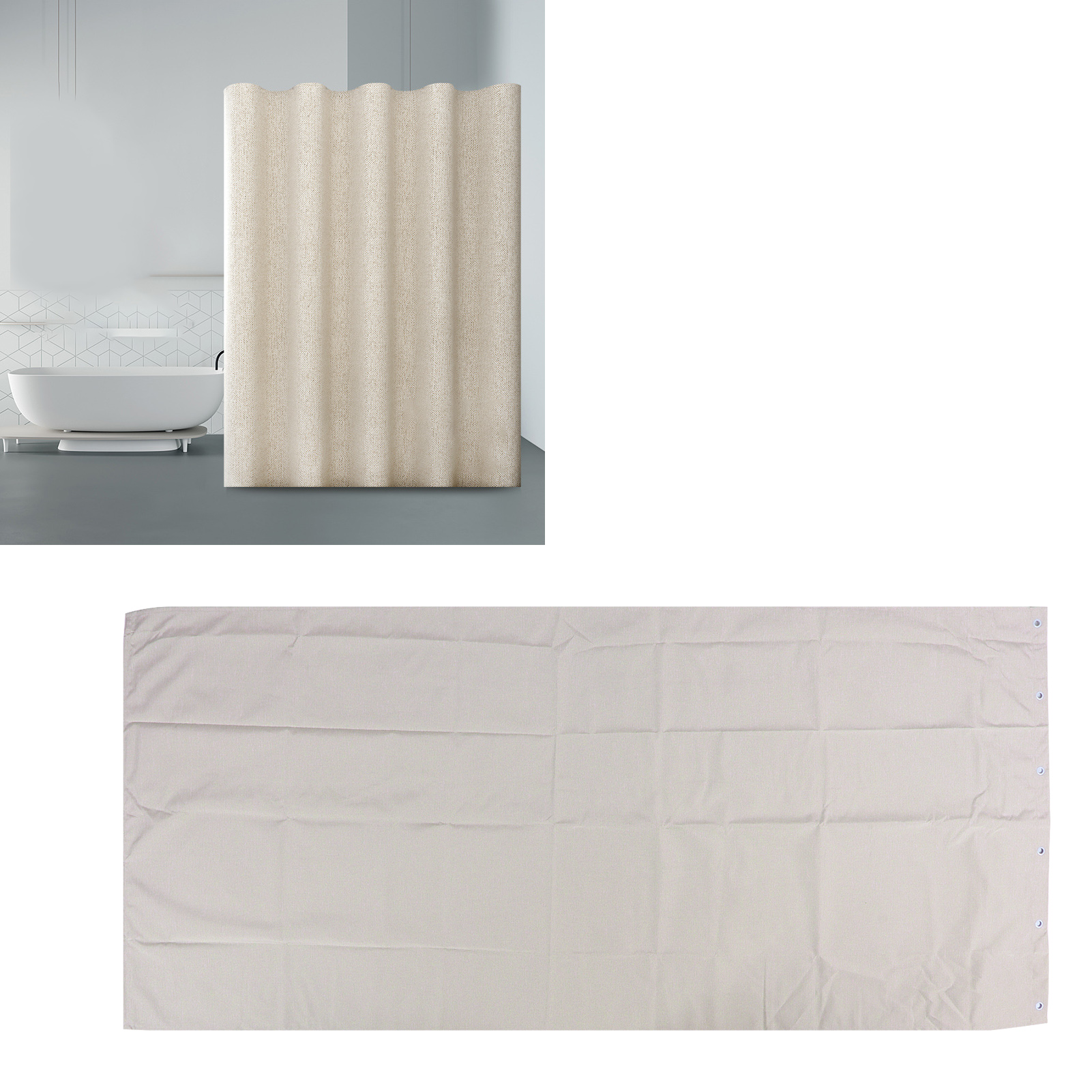 Wasserdichter Und Dicker Duschvorhang Aus Polyester, Beige, 80 X 180 Cm.