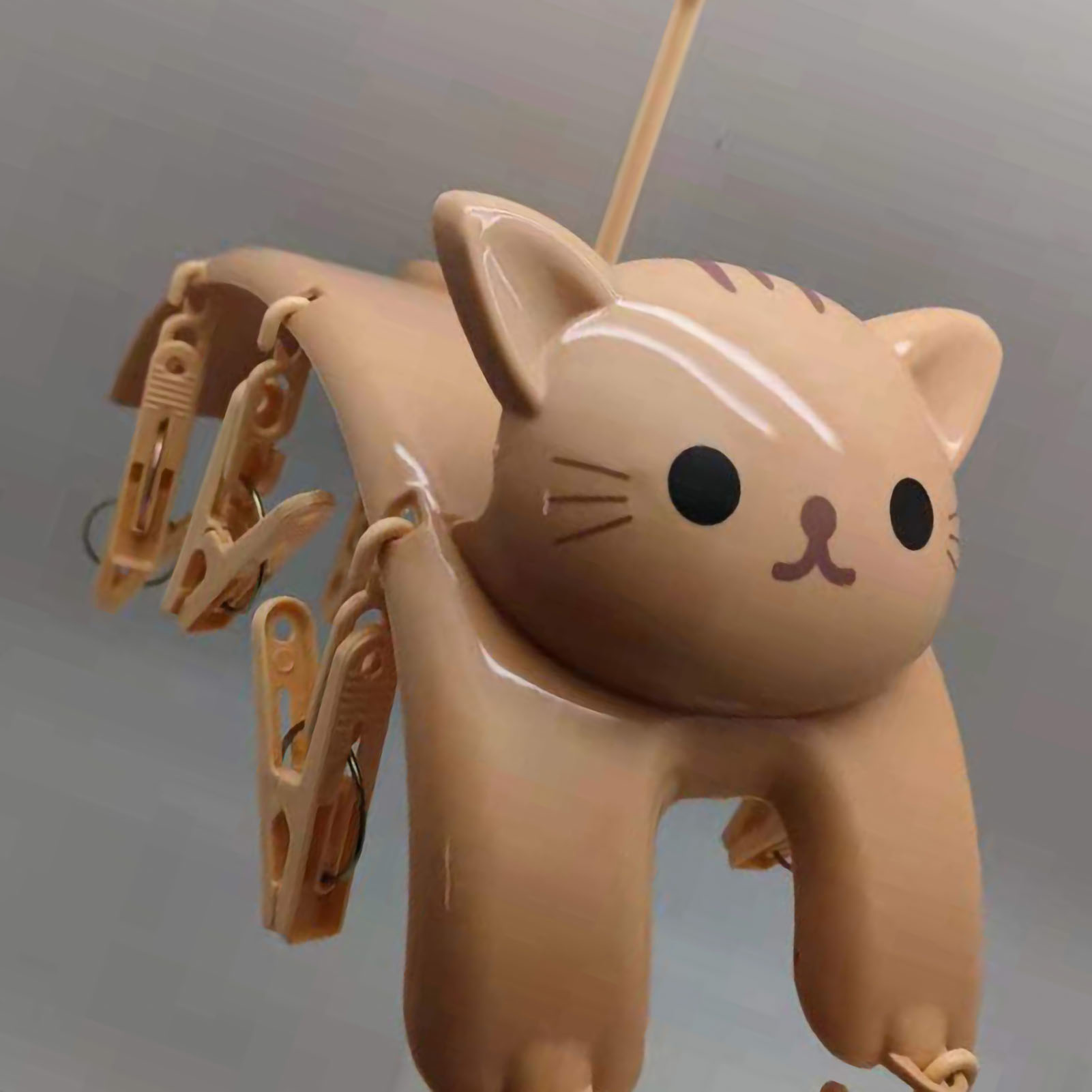 Niedlicher Wäscheständer In Form Einer Cartoon-katze Zum Trocknen Von Hosen Und Socken (10 Klammern), Bezaubernder Multifunktionaler Wäscheständer Für Balkone Und Studentenwohnheime, Farbe Khaki.