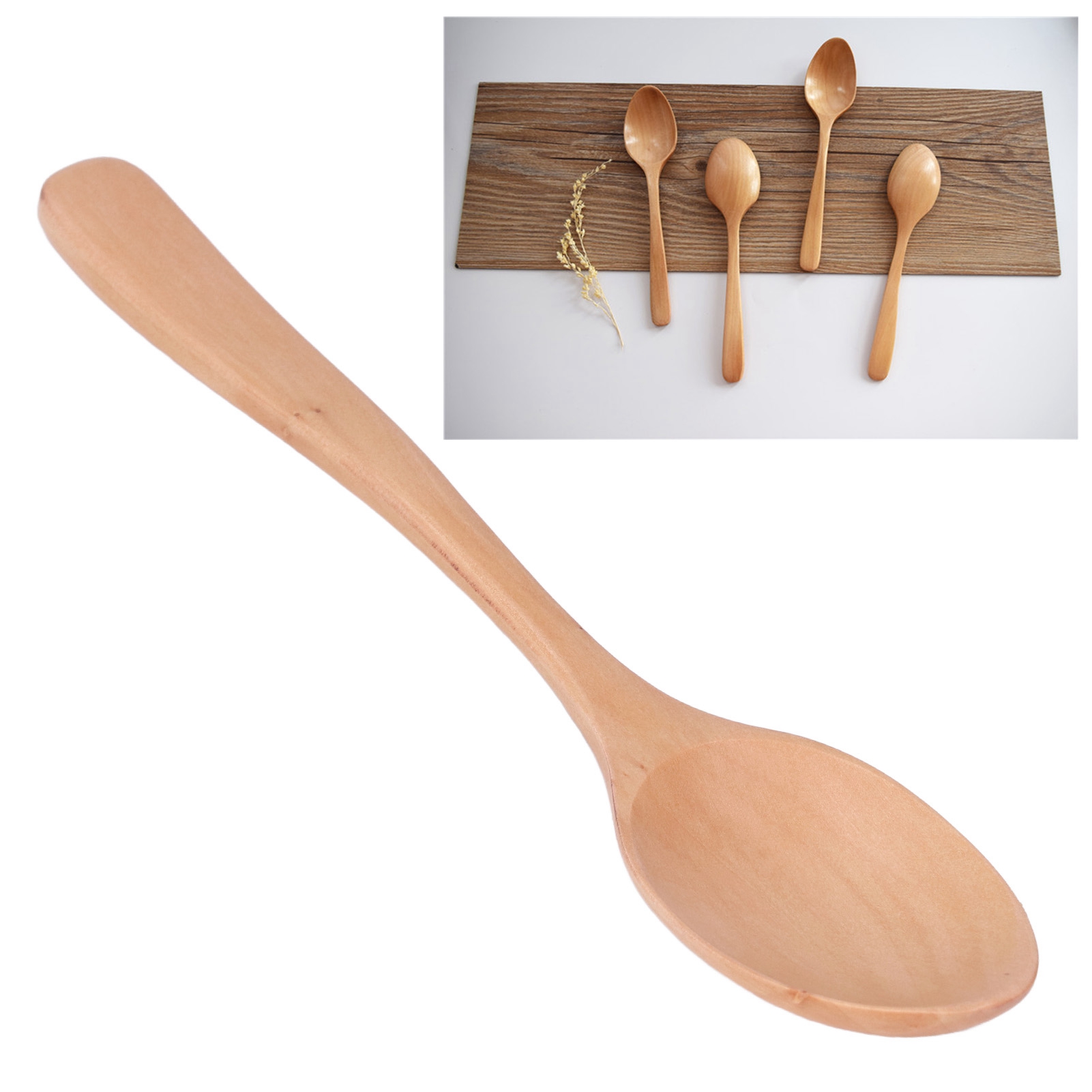 Löffel In Naturholzfarbe, Restaurantgeschirr, Minimalistischer Japanischer Stil.