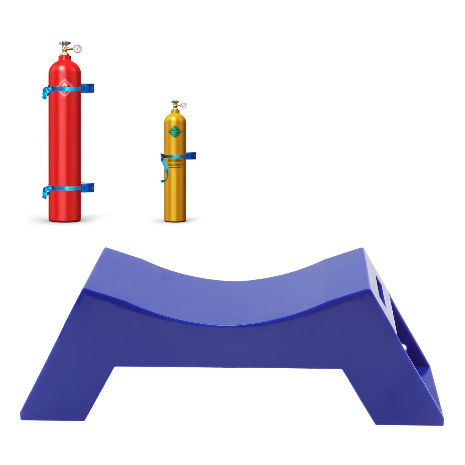 Wandhalterung Für Kunststoff-gasflaschen Mit Spreizschraube Und Blauem Sicherheitsband